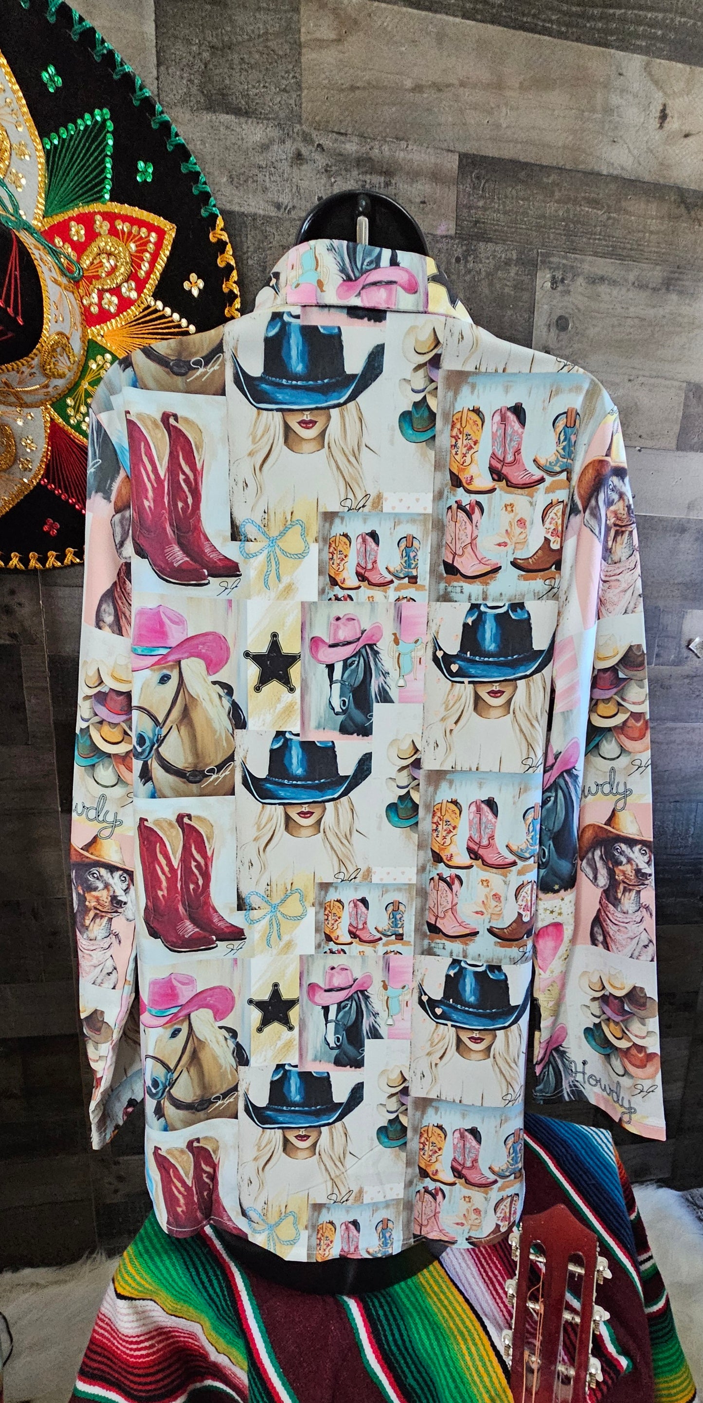 Danilo Painted Cowgirl Collage Button Up Shirt