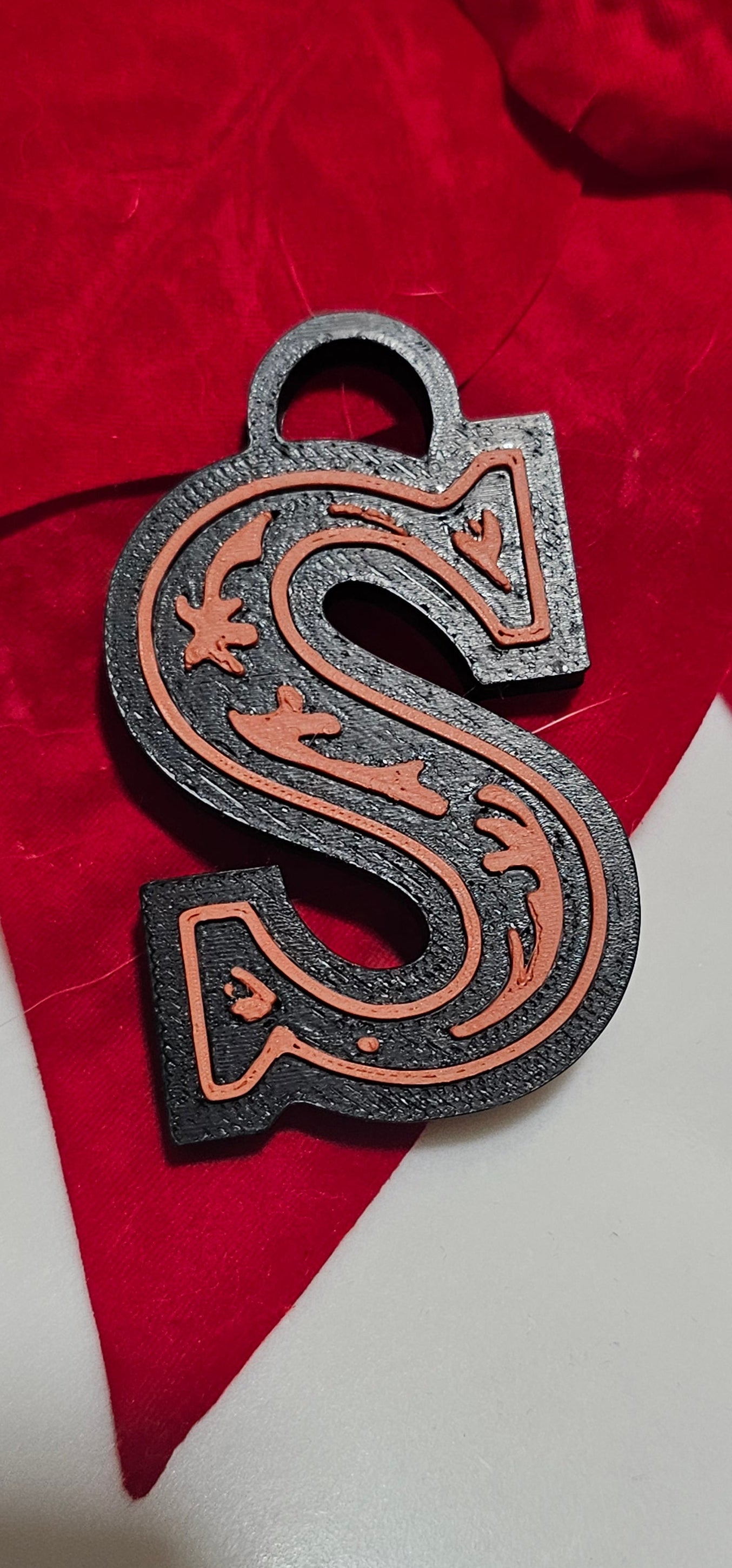3D Print Tooled Leather Look Initial Ornament Choice of Colors