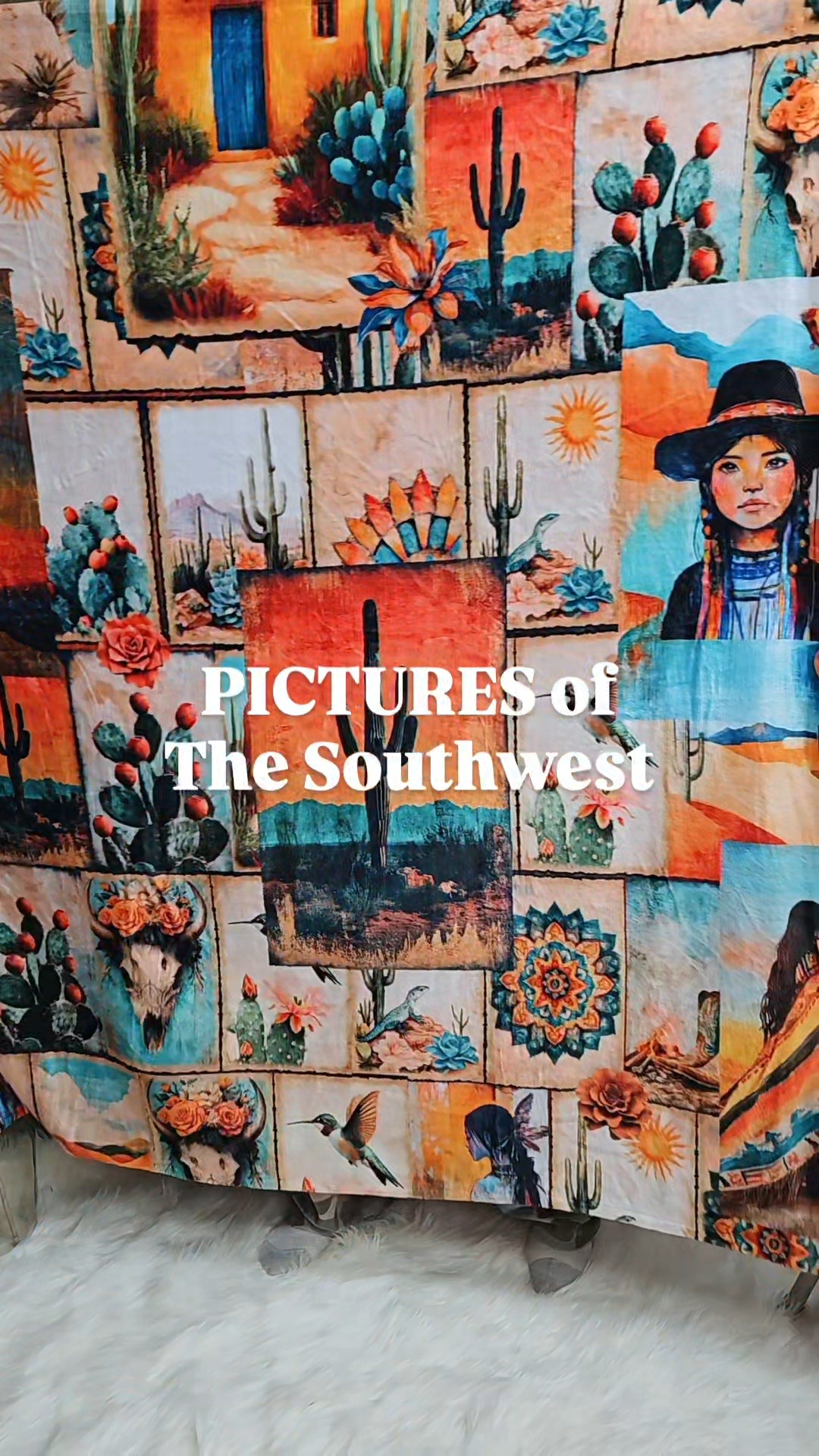 Colores De Mexico Pictures of the Southwest 60" x 80" Throw Blanket Made In America