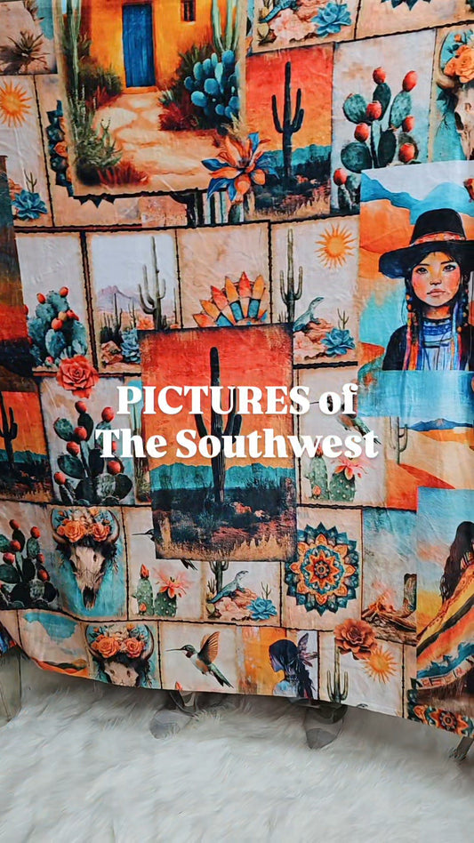 Colores De Mexico Pictures of the Southwest 60" x 80" Throw Blanket Made In America