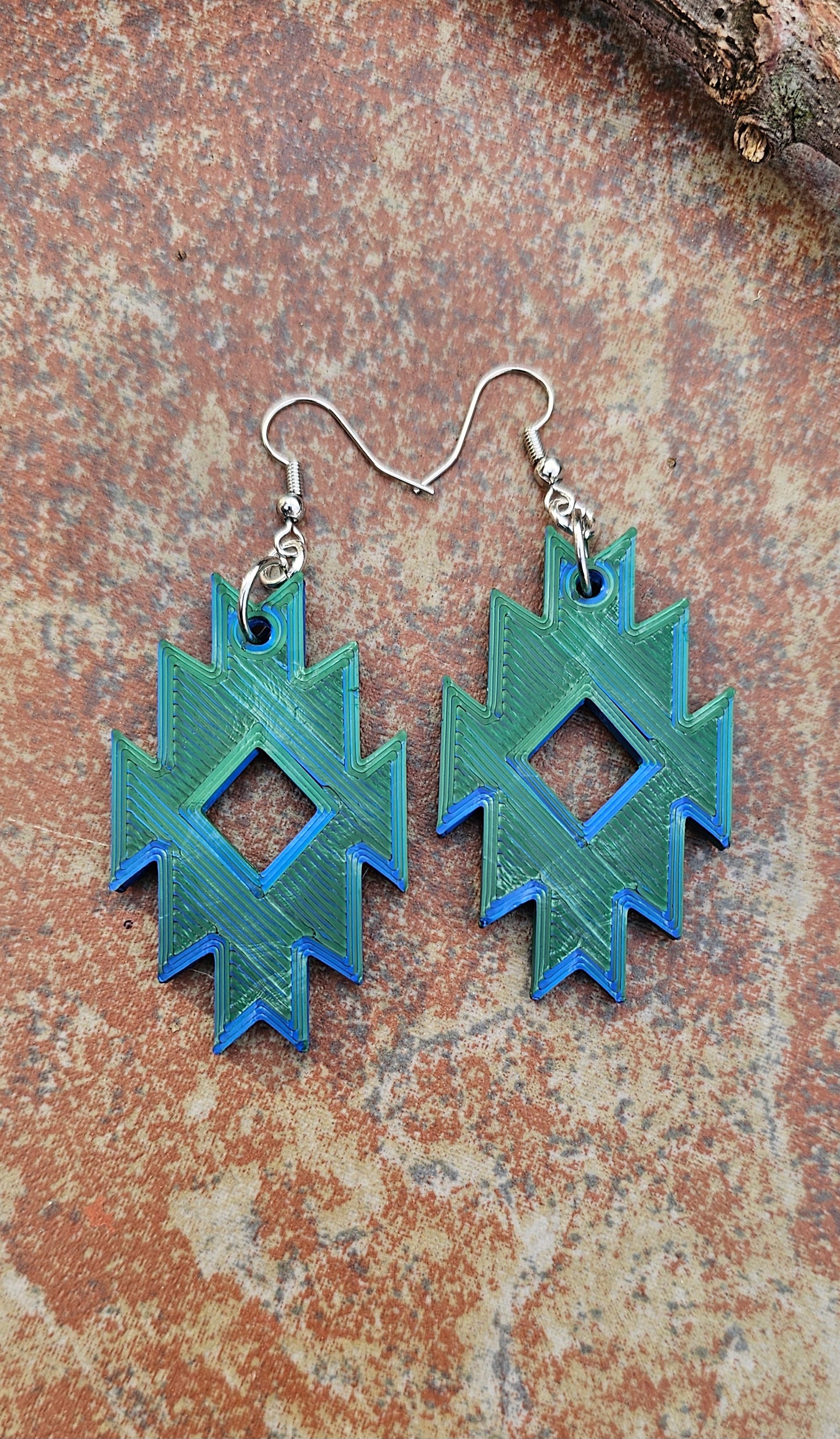 3D Print Southwestern Aztec Boho Earrings Choice of Colors Made in America