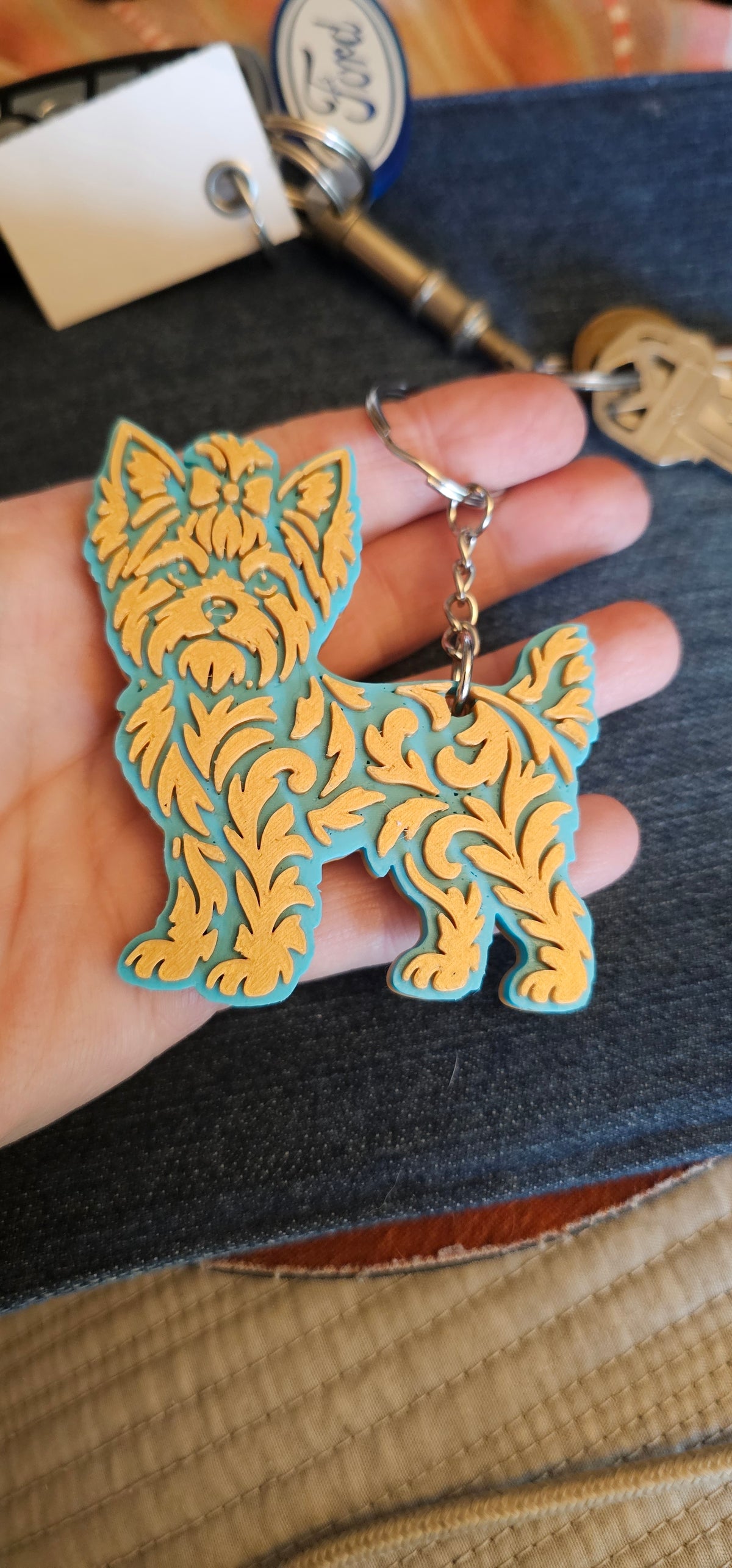 3D Print Yorkie Tooled Keychain Made in America