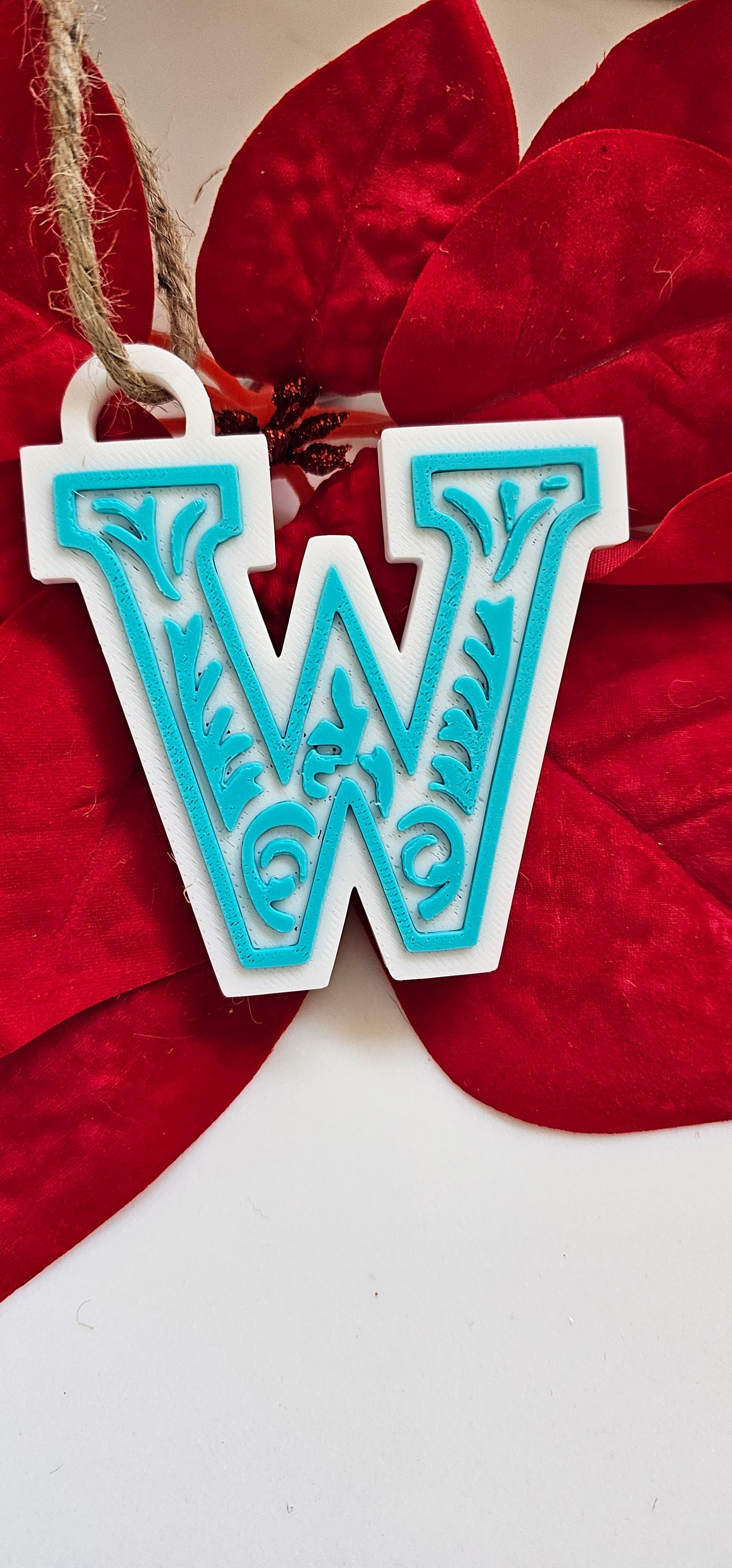 3D Print Tooled Leather Look Initial Ornament Choice of Colors