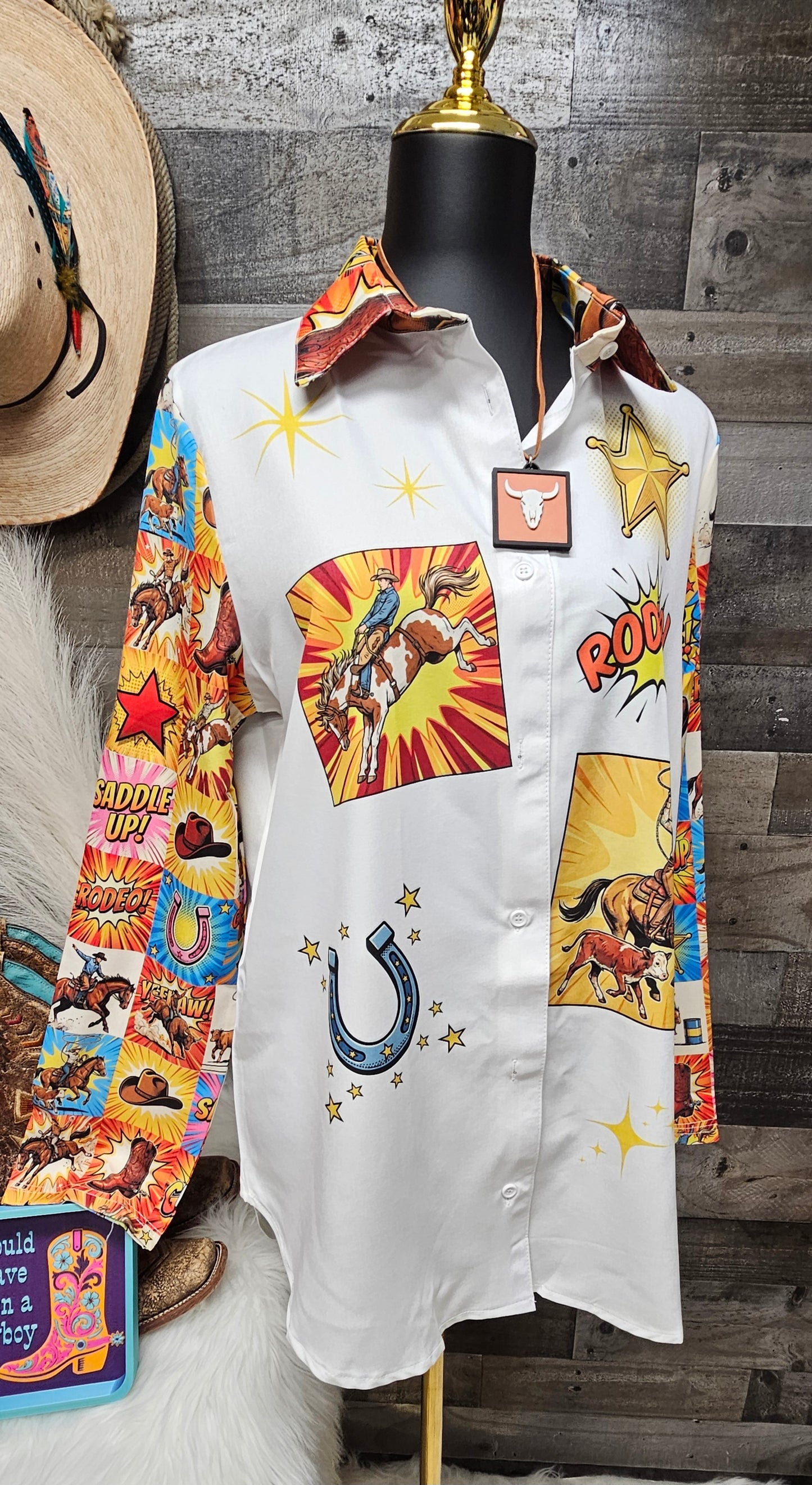 Baha Ranch The Comic Corral Western Rodeo Blouse