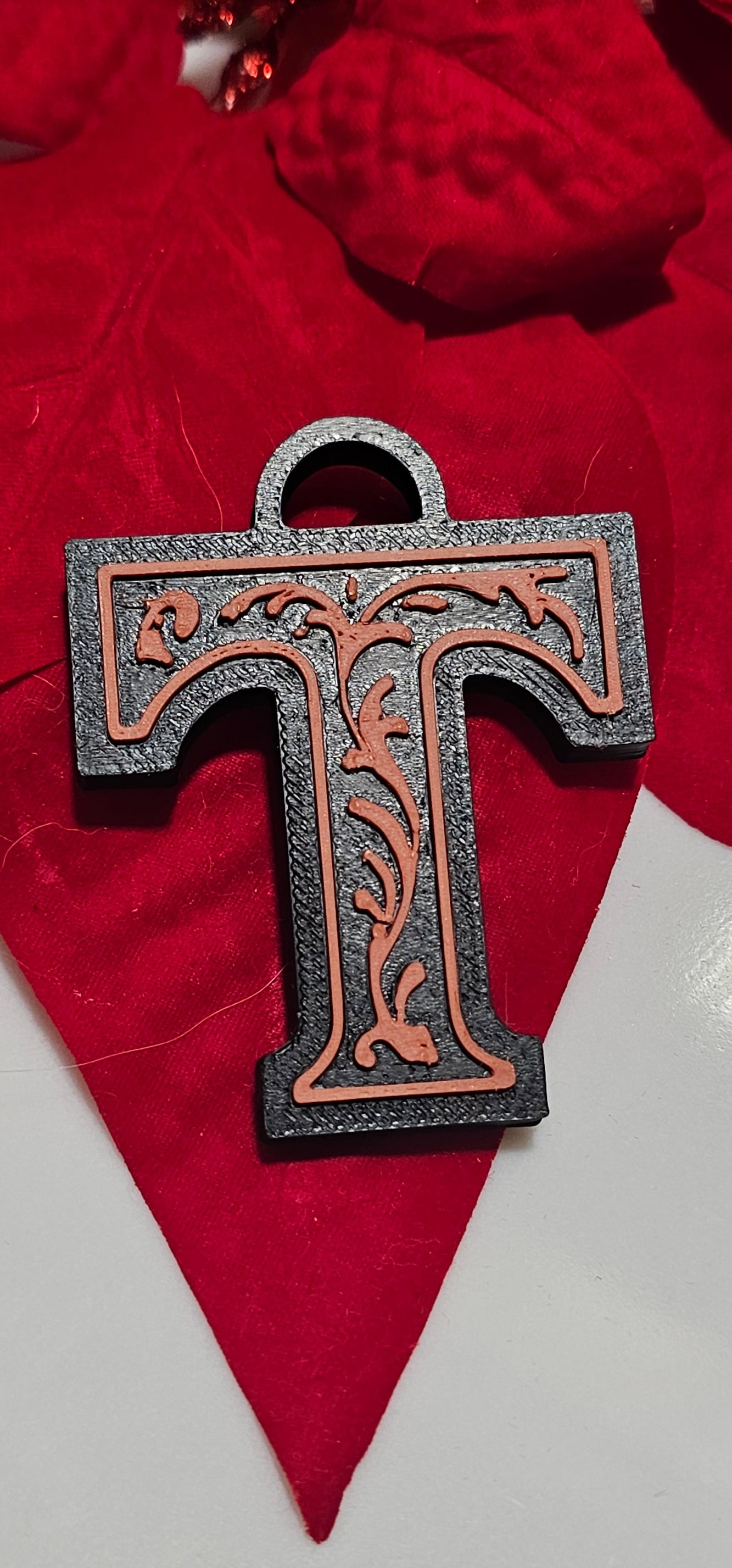3D Print Tooled Leather Look Initial Ornament Choice of Colors