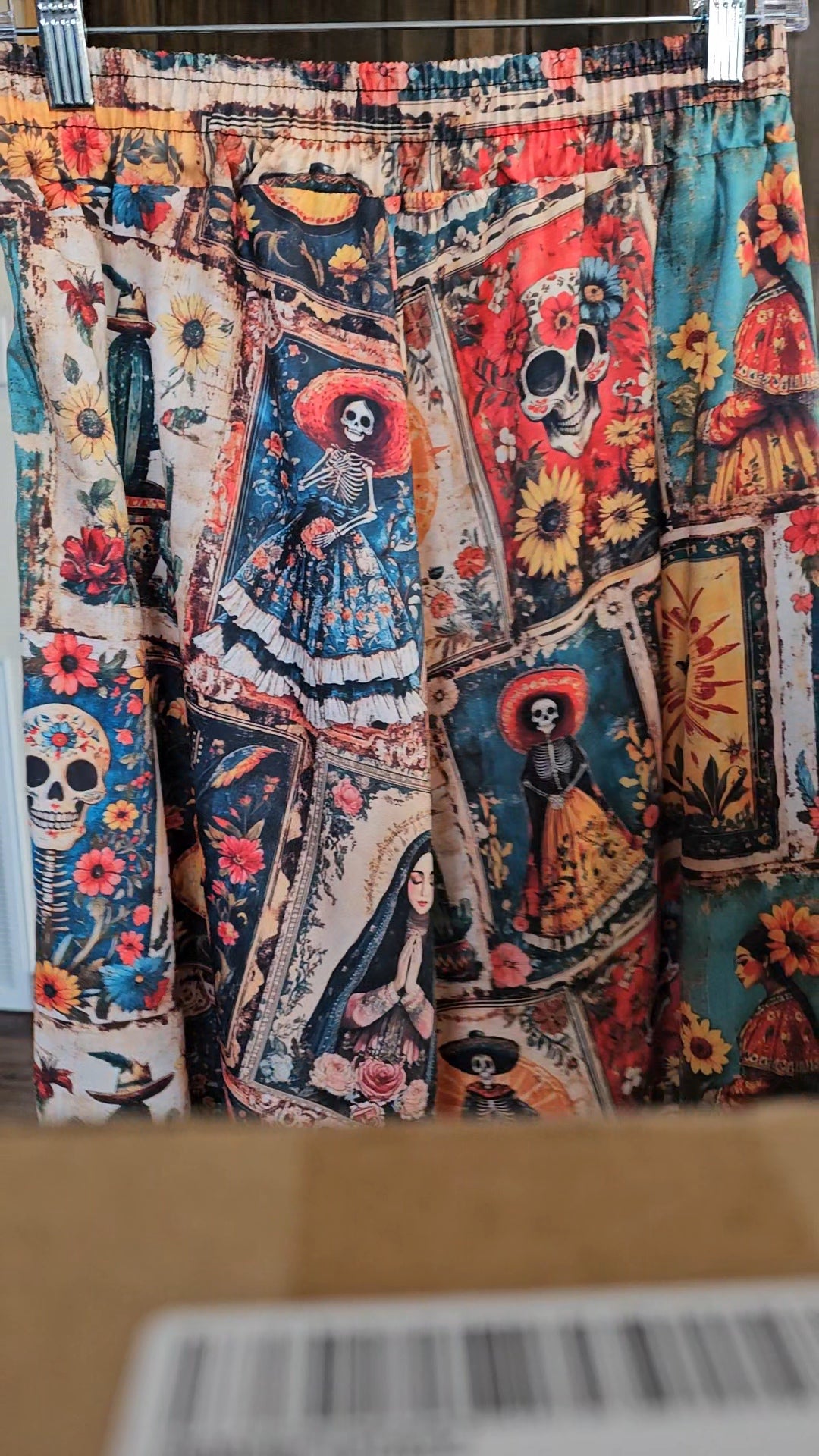 Colores de Mexico Dia de los Muertos Midi Skirt