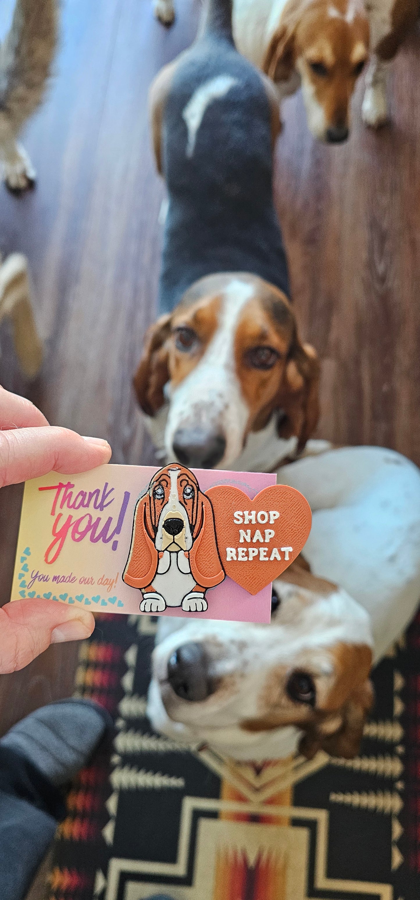 Bag of 20 Wholesale 3d Print Basset Hound Cute Funny Shopping Hat Pin Package Inserts Thank you Advertising