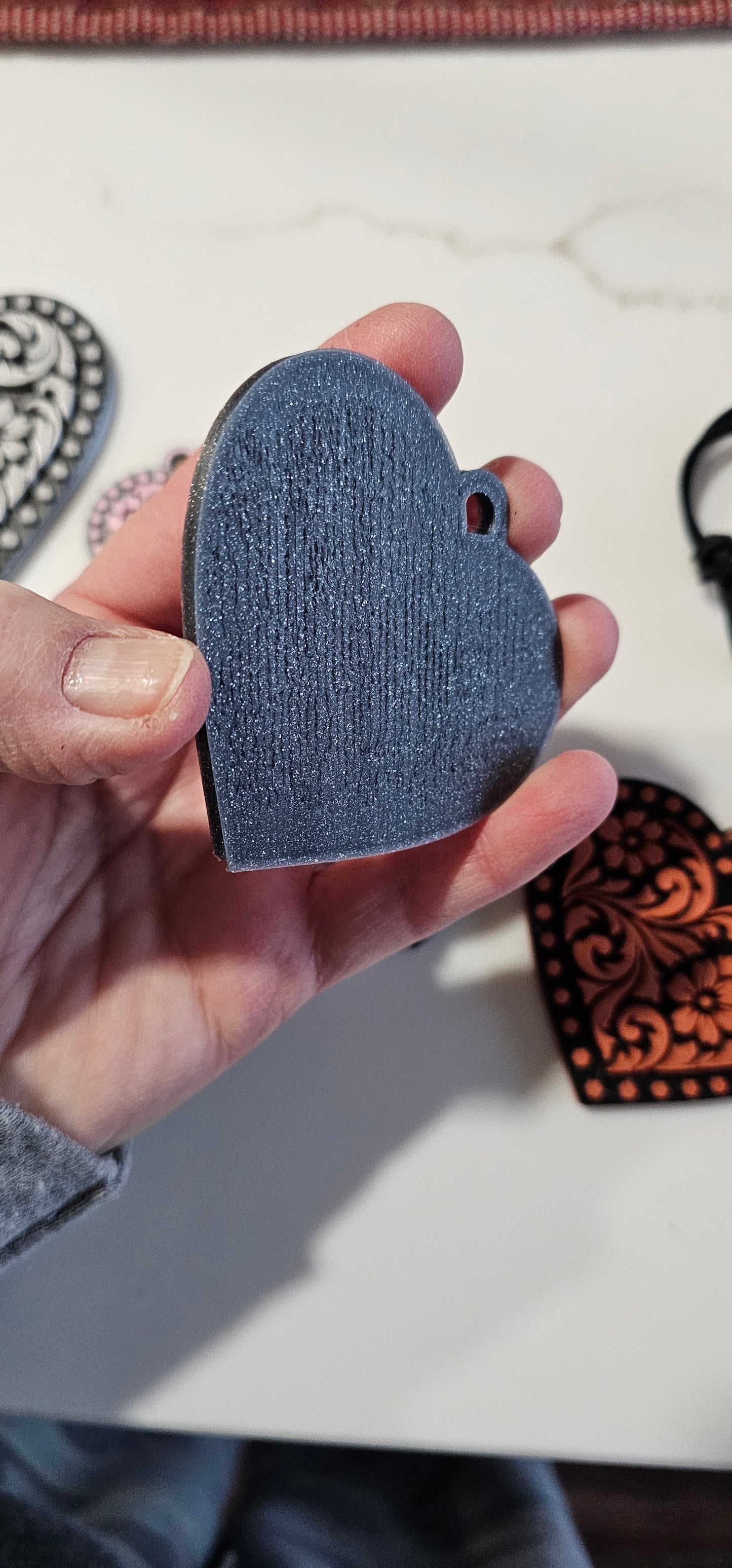 3d Printed Tooled Cowboy Cowgirl Heart  Keychain or Purse Charm
