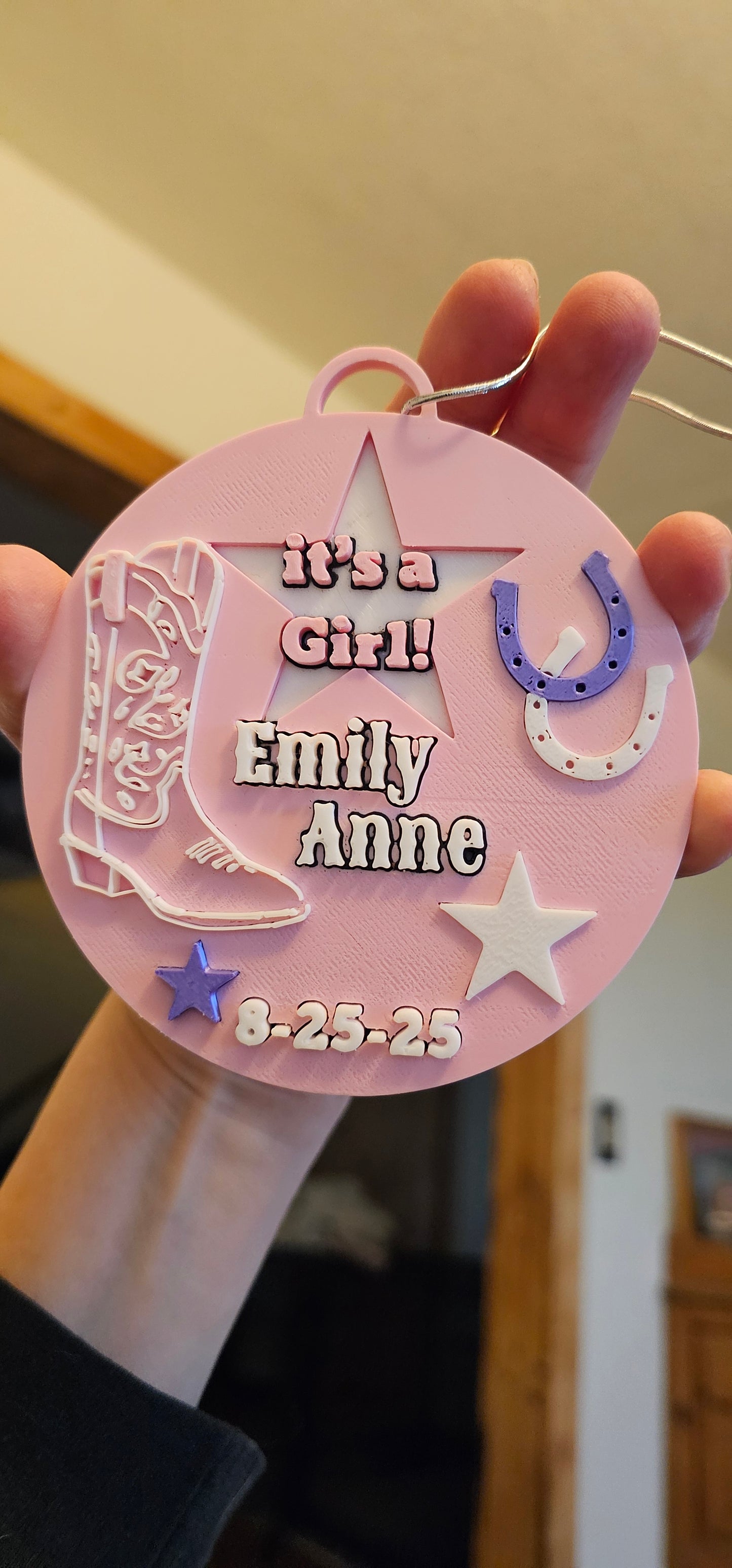 3D Print Personalized Birth New Baby Announcement Gift Favor Ornament