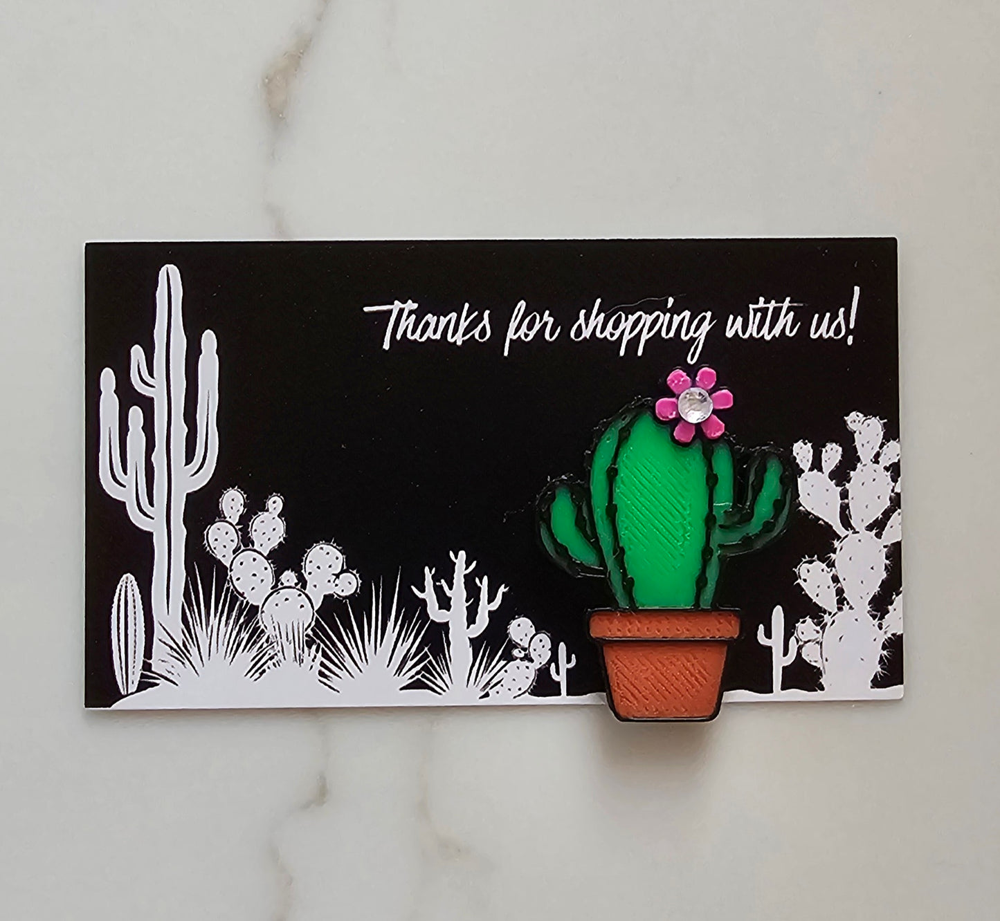 Bag of 25 -Boutique 3d Printed Pins or Magnets Package Inserts Cactus Made in America