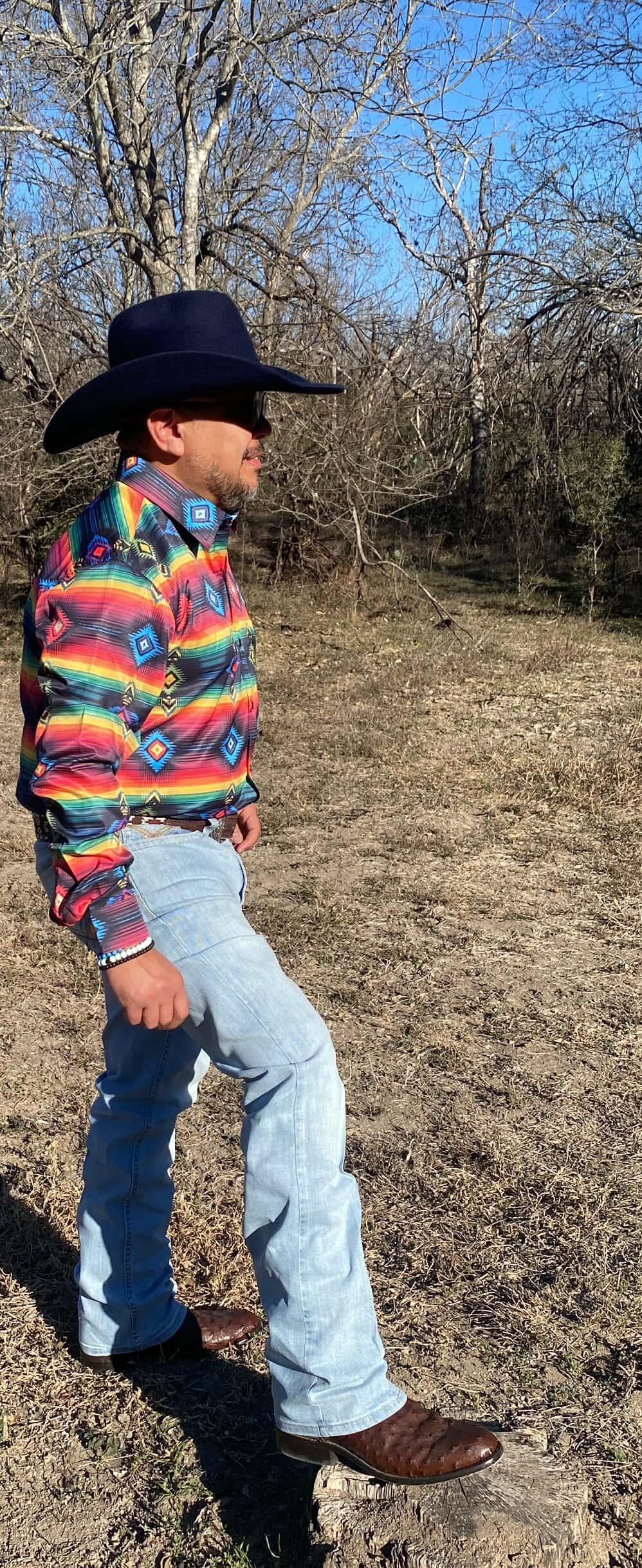 Colores De Mexico Southwestern Serape Button Up Shirt