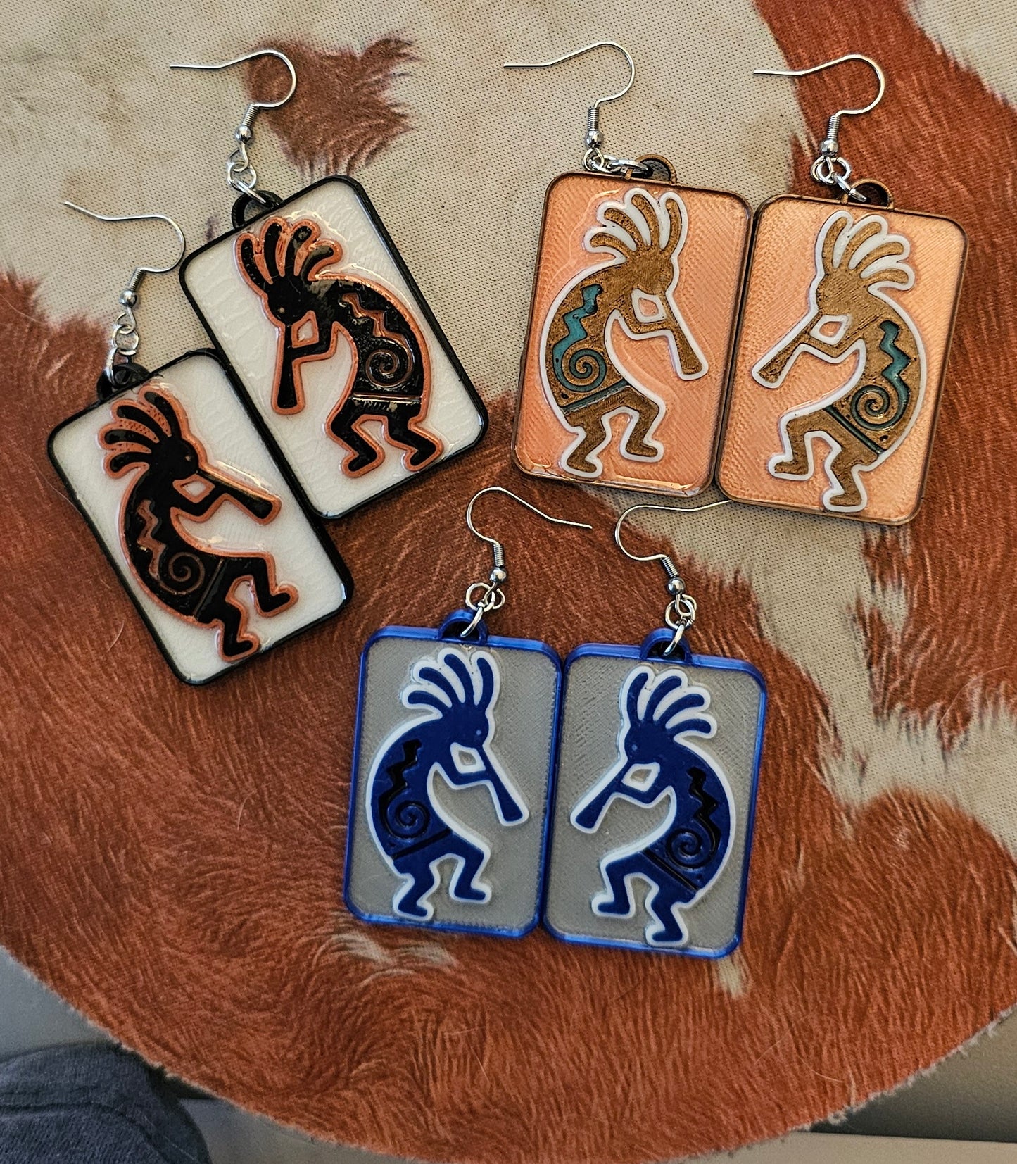 Baha Ranch 3D Print Kokopelli New Mexico Earrings Made in Americax