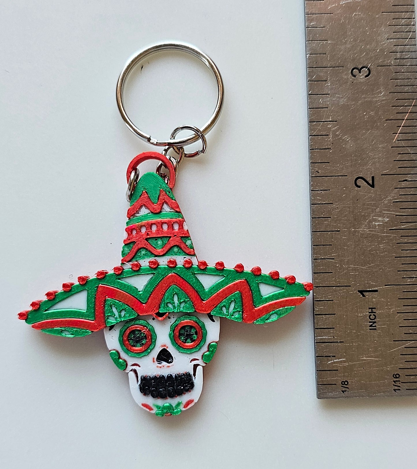 Choice of 3D print Keychains Mexico Cinco de Mayo Chili Sugar Skull Made in America
