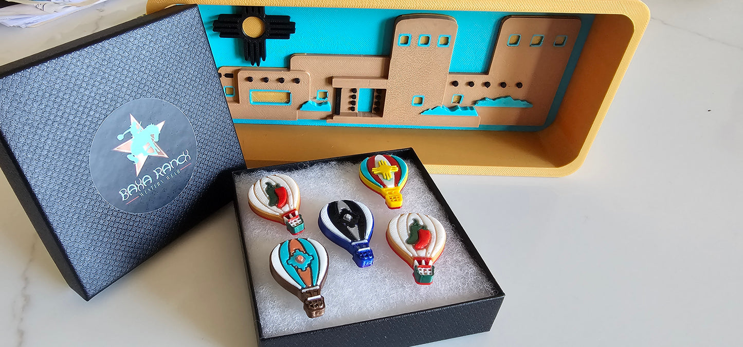Set of 5 3D Printed Hot Air Balloon Fiesta Pins