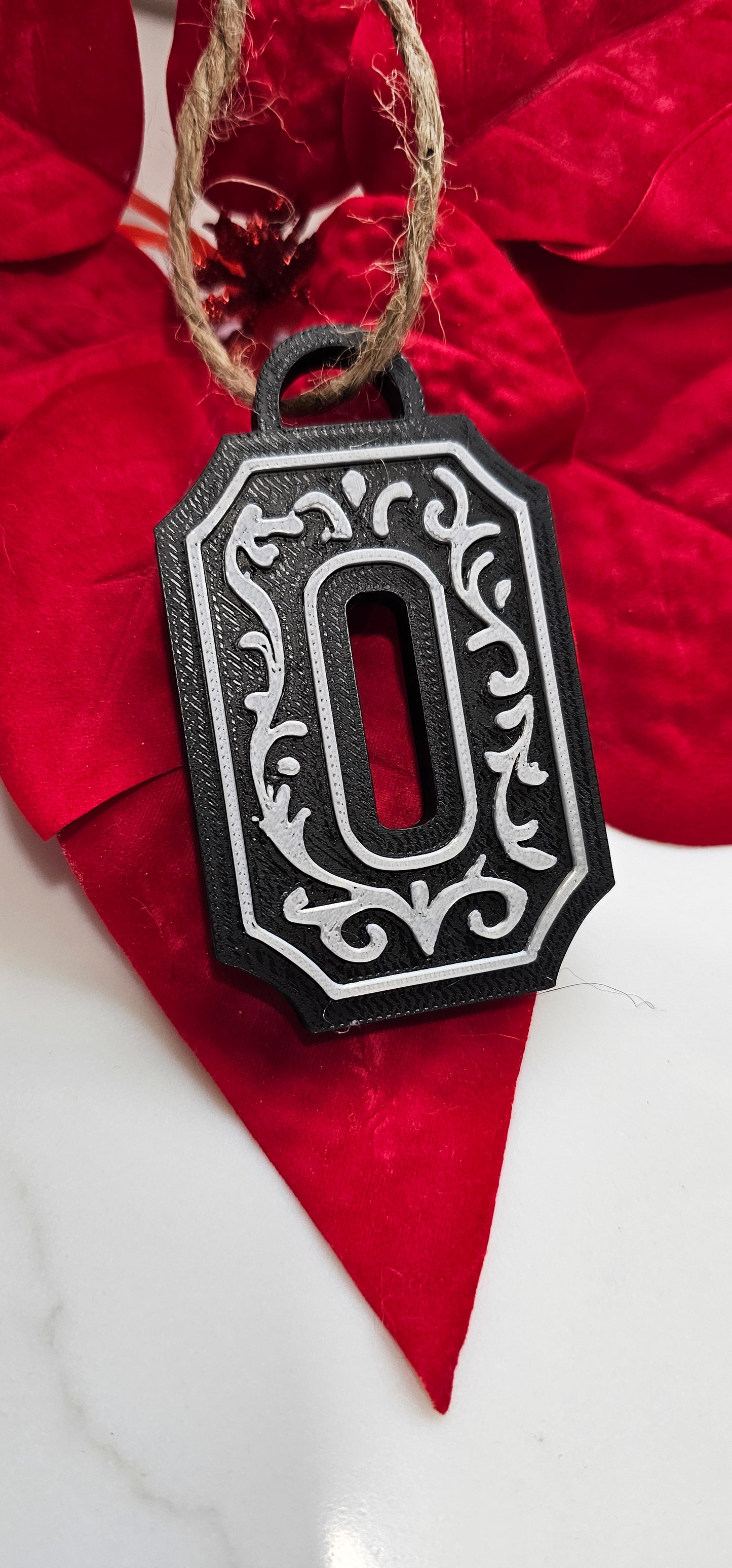 3D Print Tooled Leather Look Initial Ornament Choice of Colors