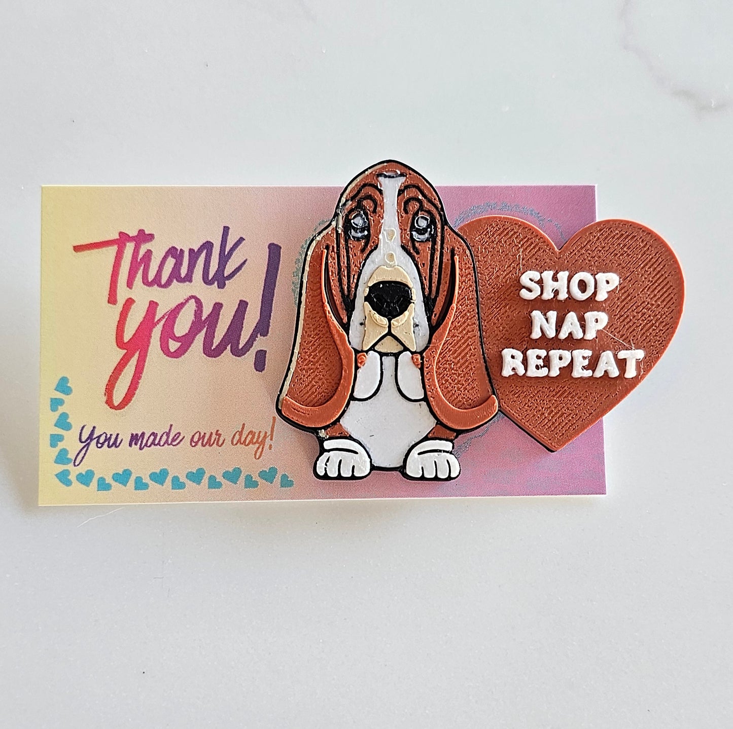 Bag of 20 Wholesale 3d Print Basset Hound Cute Funny Shopping Hat Pin Package Inserts Thank you Advertising