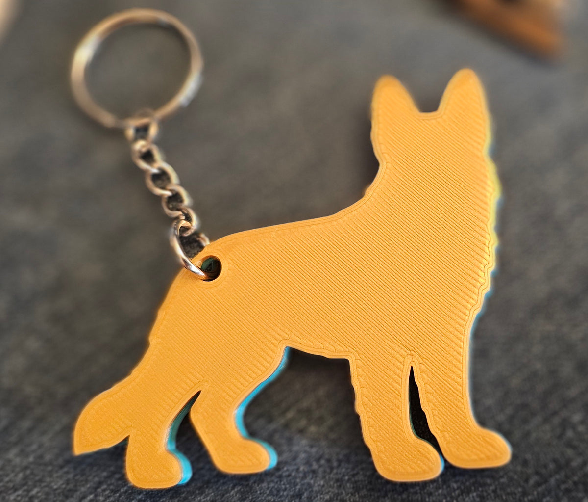 3D Print German Shepherd Dog Tooled Keychain Made in America