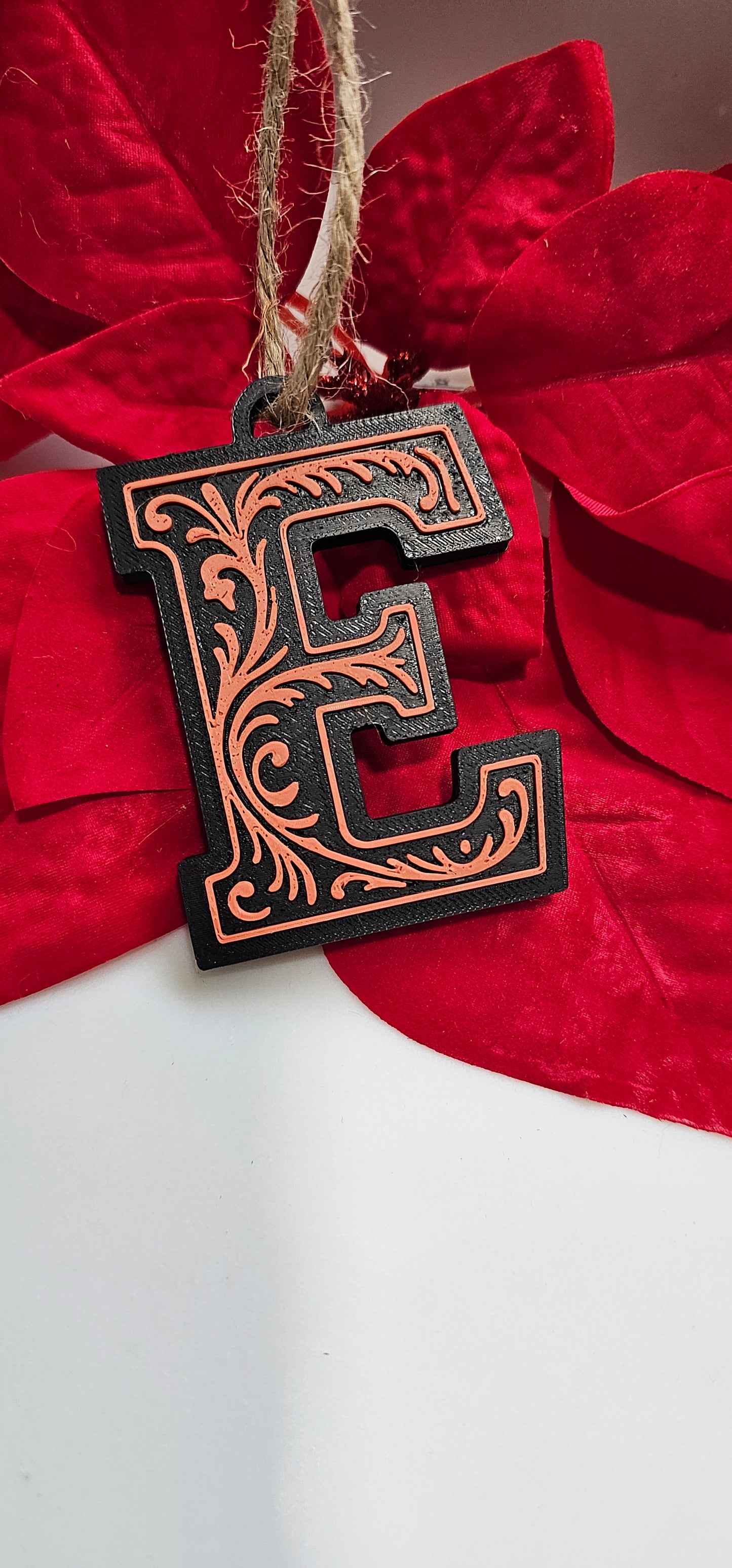 3D Print Tooled Leather Look Initial Ornament Choice of Colors