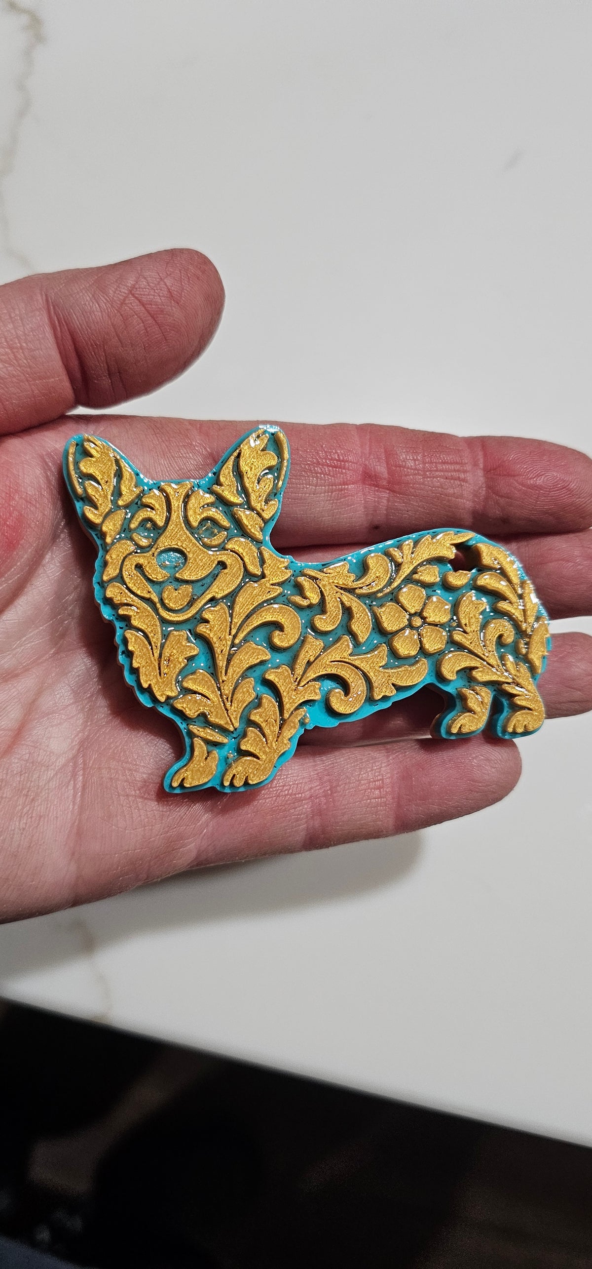 3D Print Corgi Dog Tooled Keychain Made in America