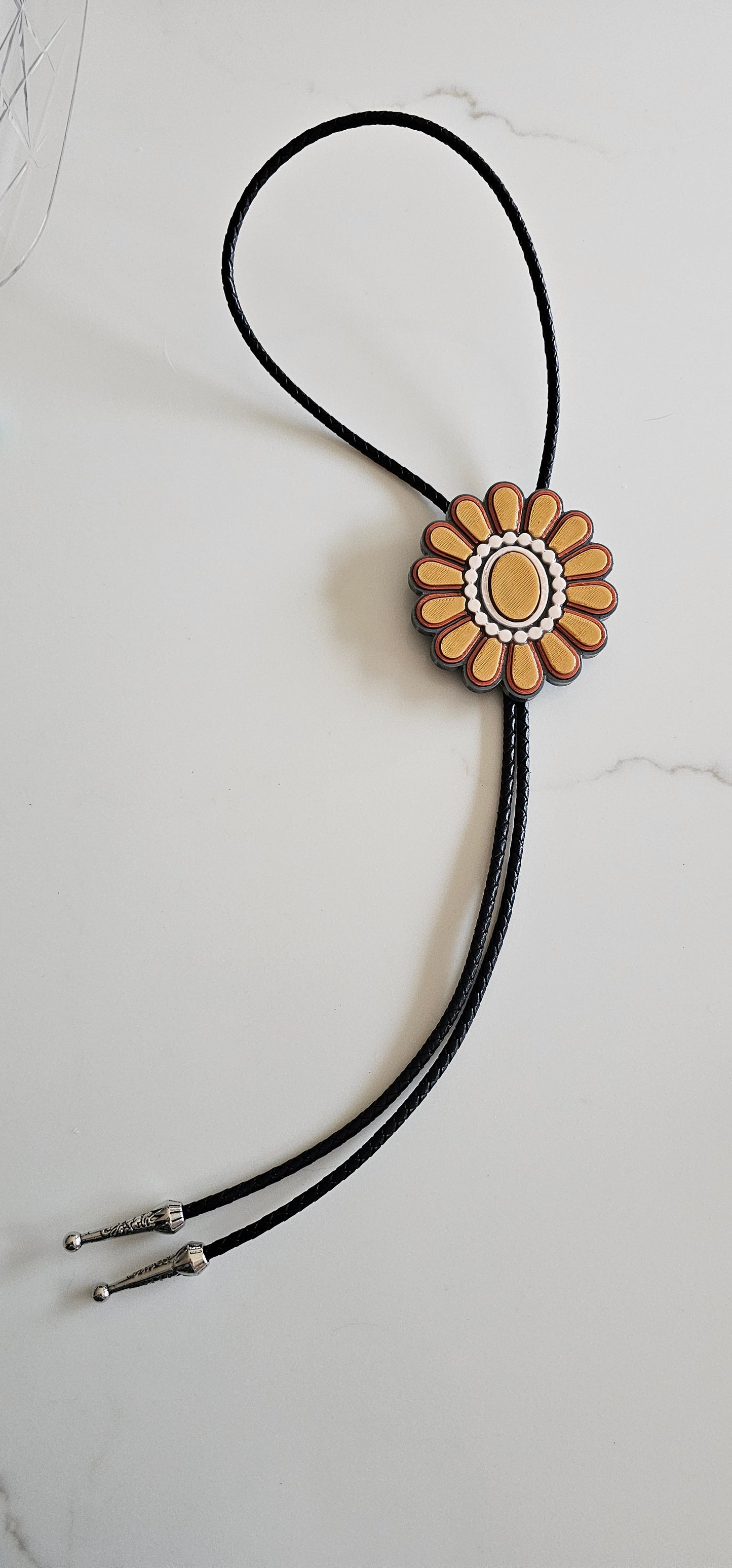 Baha Ranch Gold Cream Concho 3D Inlay Bolo Made in America