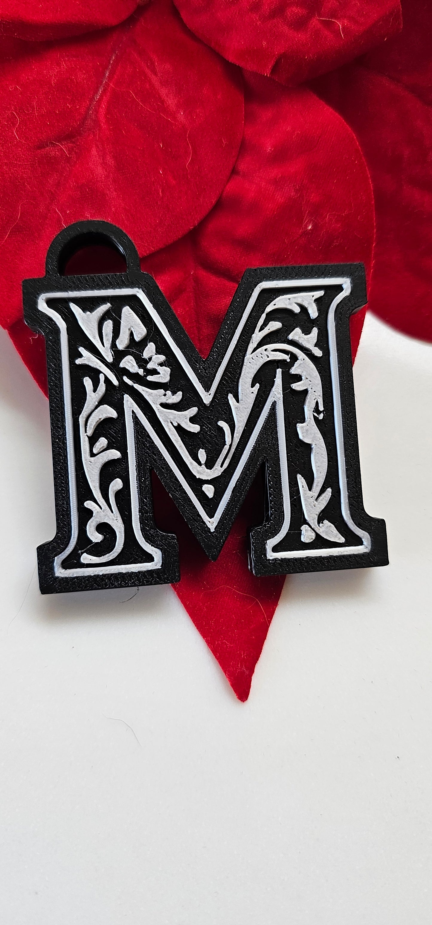 3D Print Tooled Leather Look Initial Ornament Choice of Colors