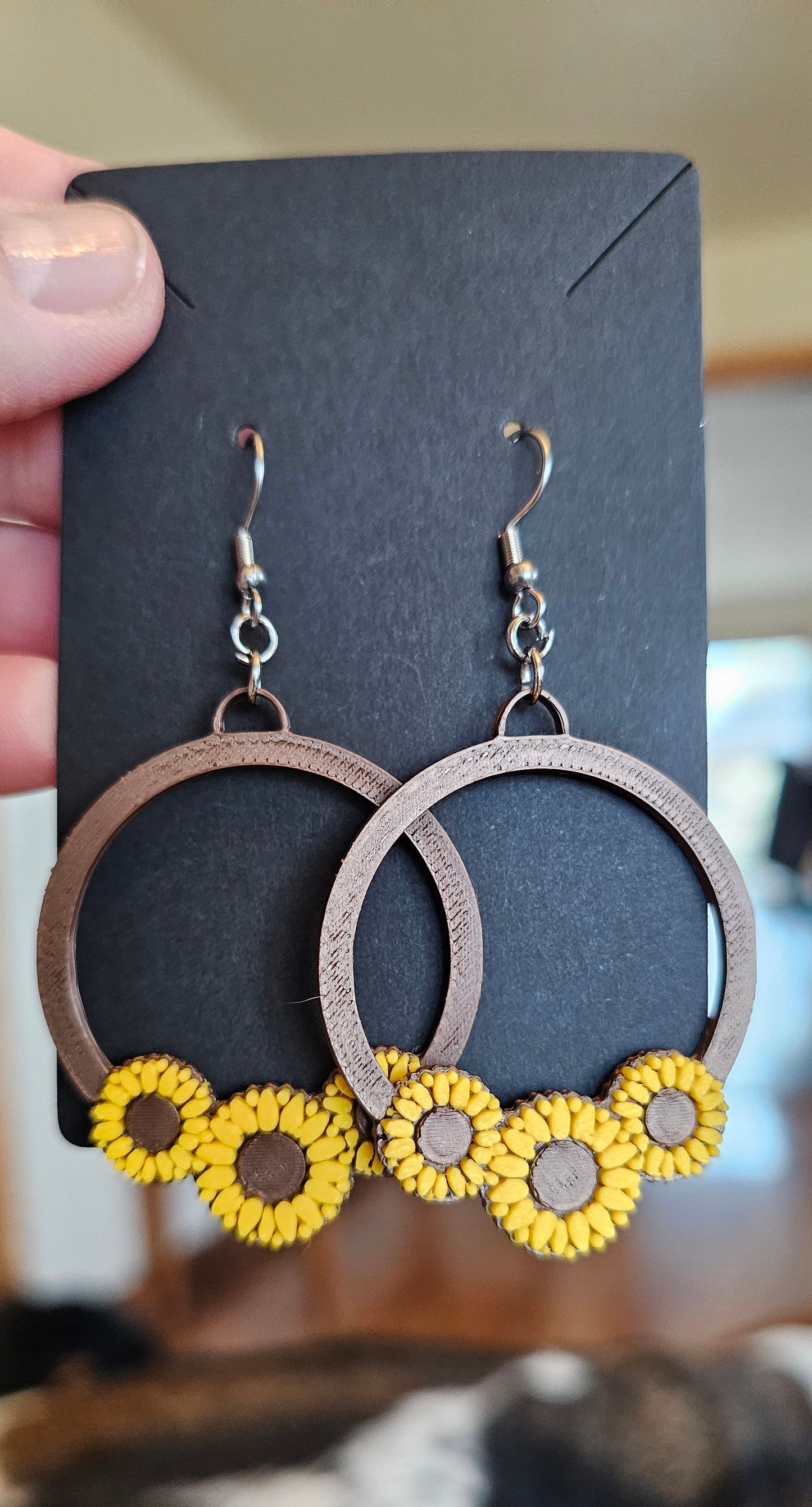 3D Print That70's Show Sunflower Boho Hippie Earrings Made in America