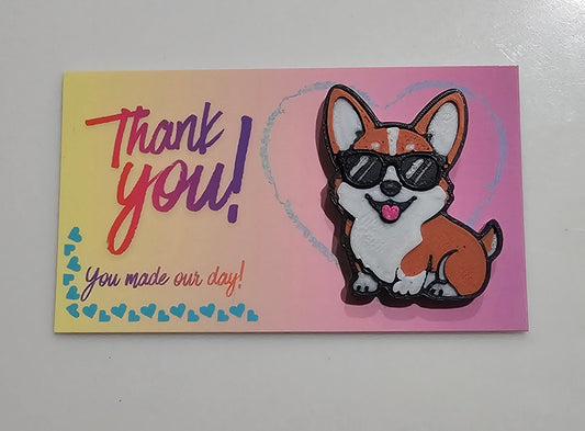 Bag of 25 -Boutique 3d Printed Package Inserts Cute Corgi Made in America