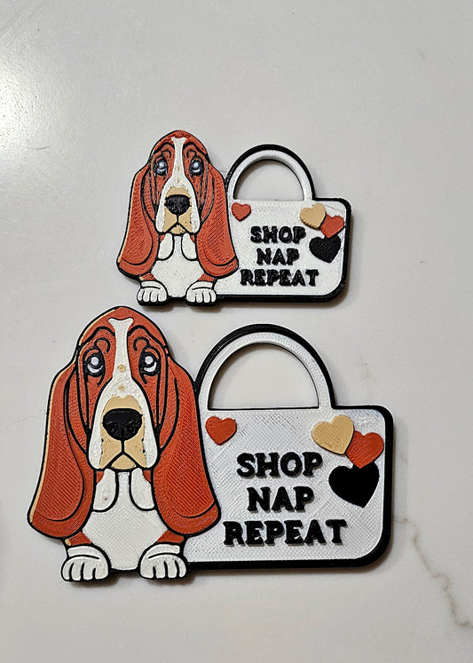 3d Print Basset Hound Cute Funny Shopping Hat Pin or Magnet