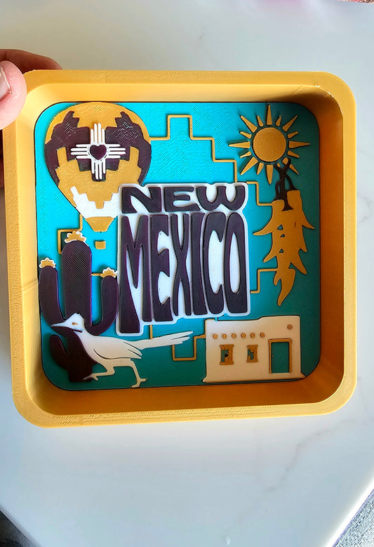 Baha Ranch Zia Balloon Adobe Roadrunner New Mexico 3D Accessory Tray Made in America