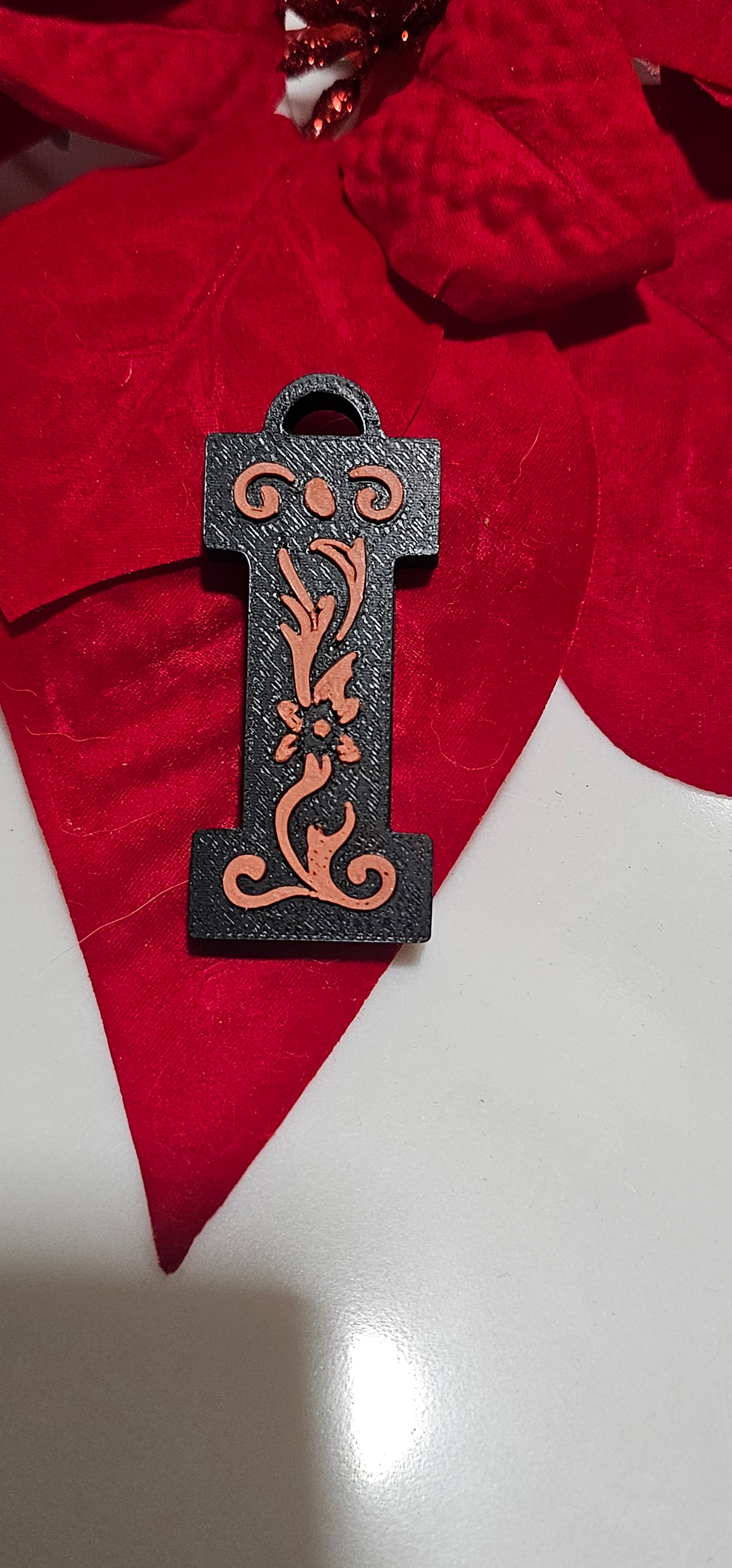 3D Print Tooled Leather Look Initial Pendant on Leather Necklace Made in America