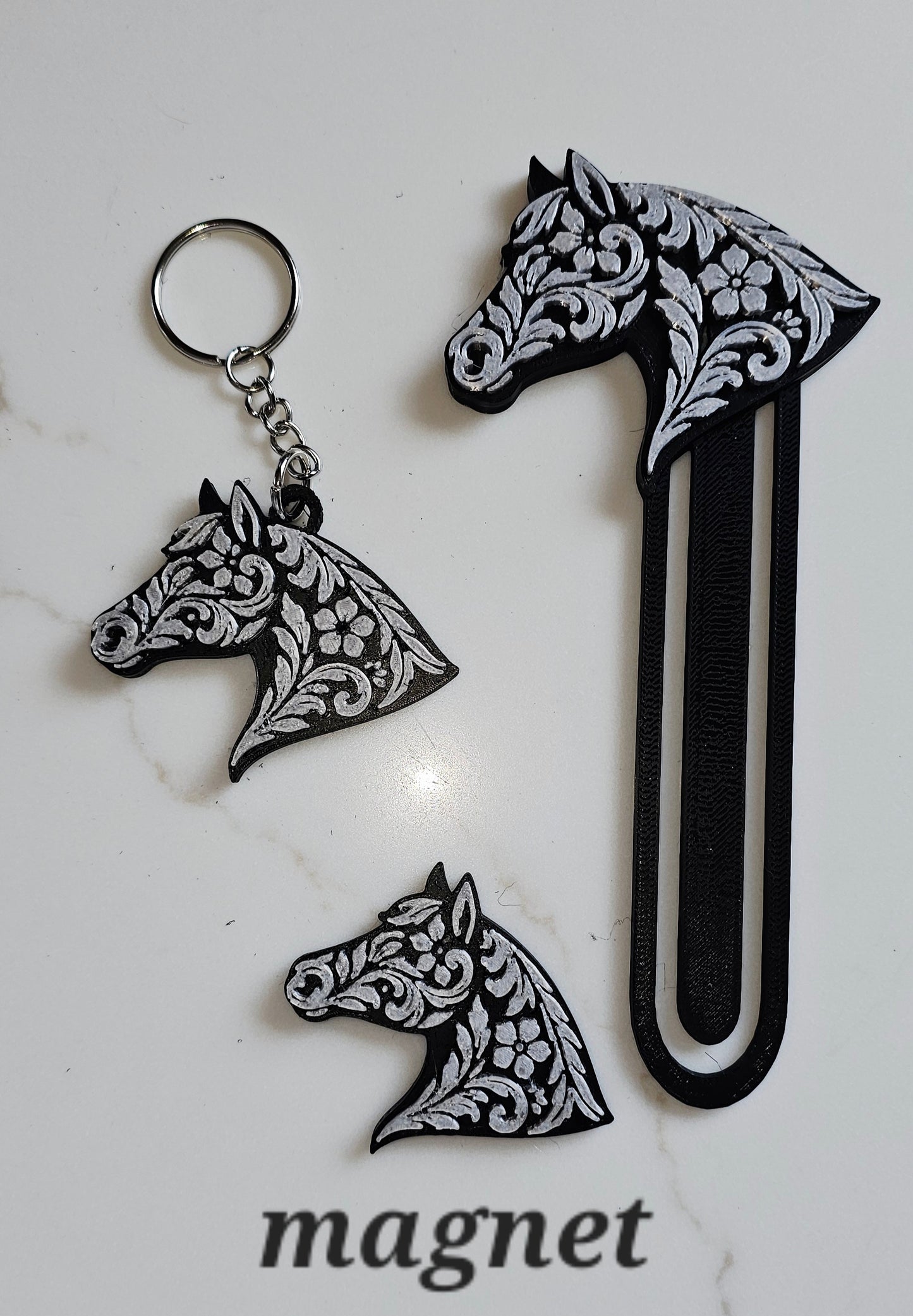 Baha Ranch Year of the Horse Tooled 3d Print Bookmark Keychain Hatpin Magnet Purse Charm Made in America