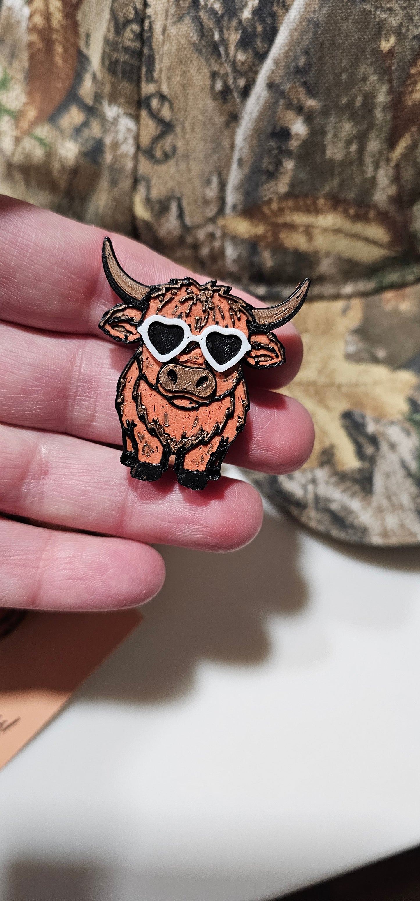 Bag of 25 -Boutique 3d Printed Package Inserts Cool Highland Brown Cow Made in America