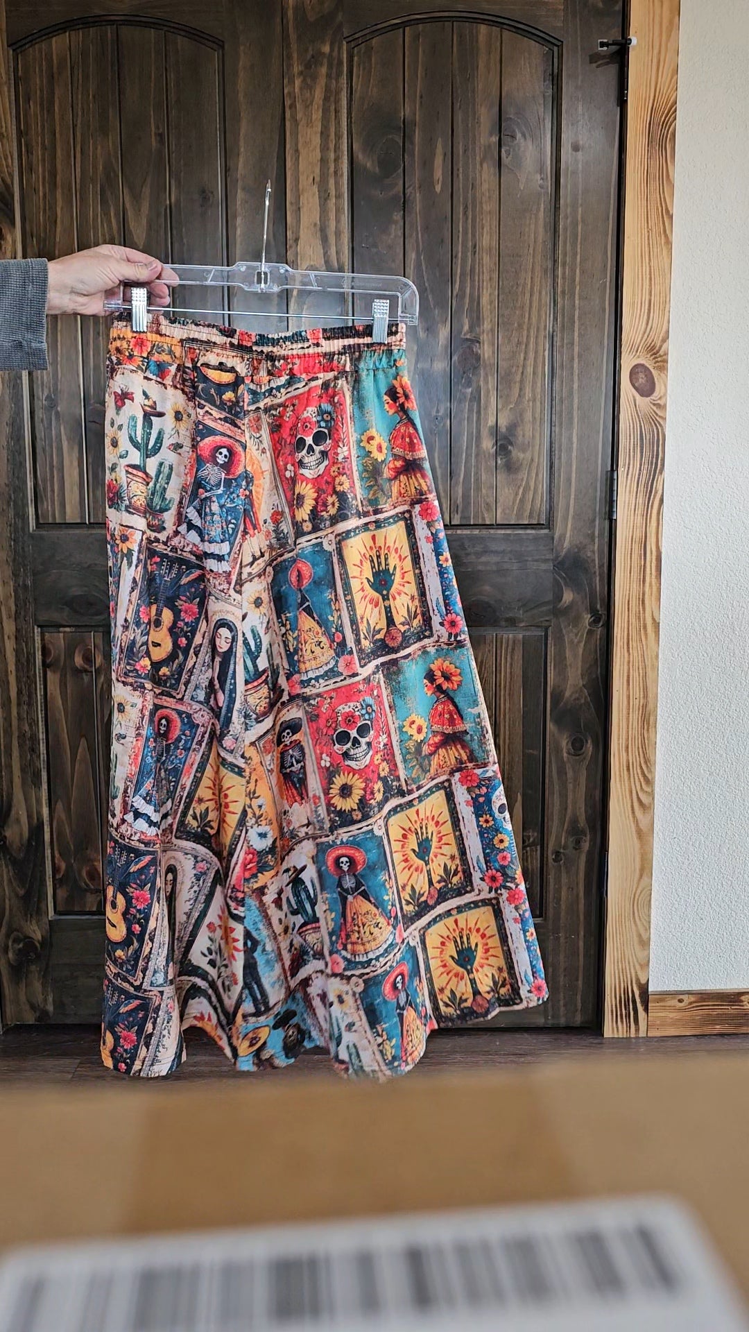 Colores de Mexico Dia de los Muertos Midi Skirt