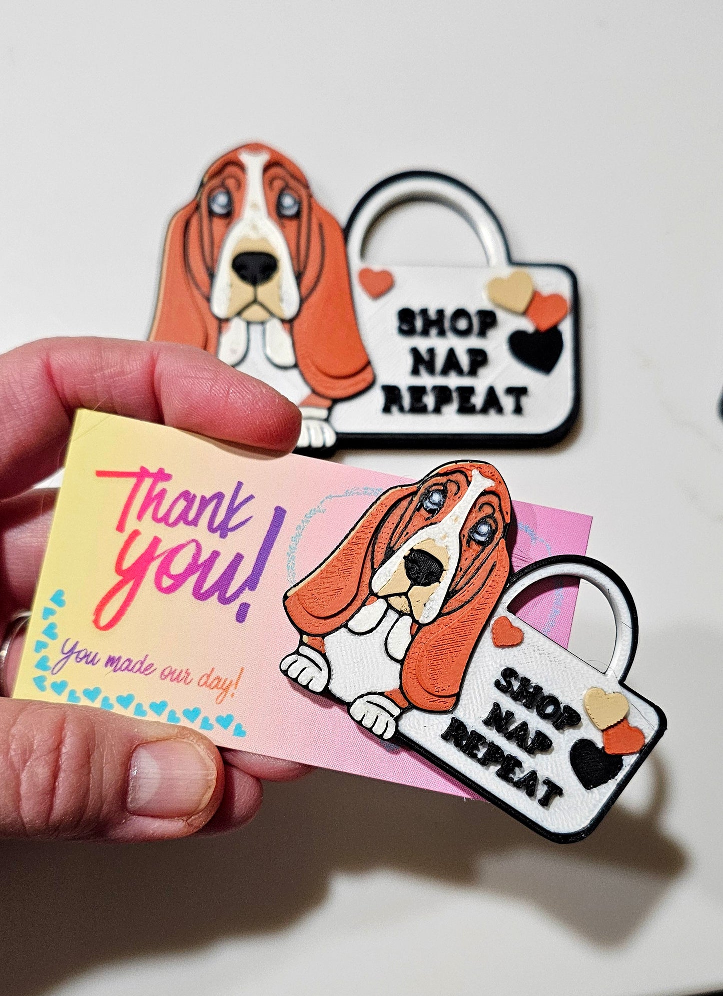 Bag of 20 Wholesale 3d Print Basset Hound Cute Funny Shopping Hat Pin Package Inserts Thank you Advertising