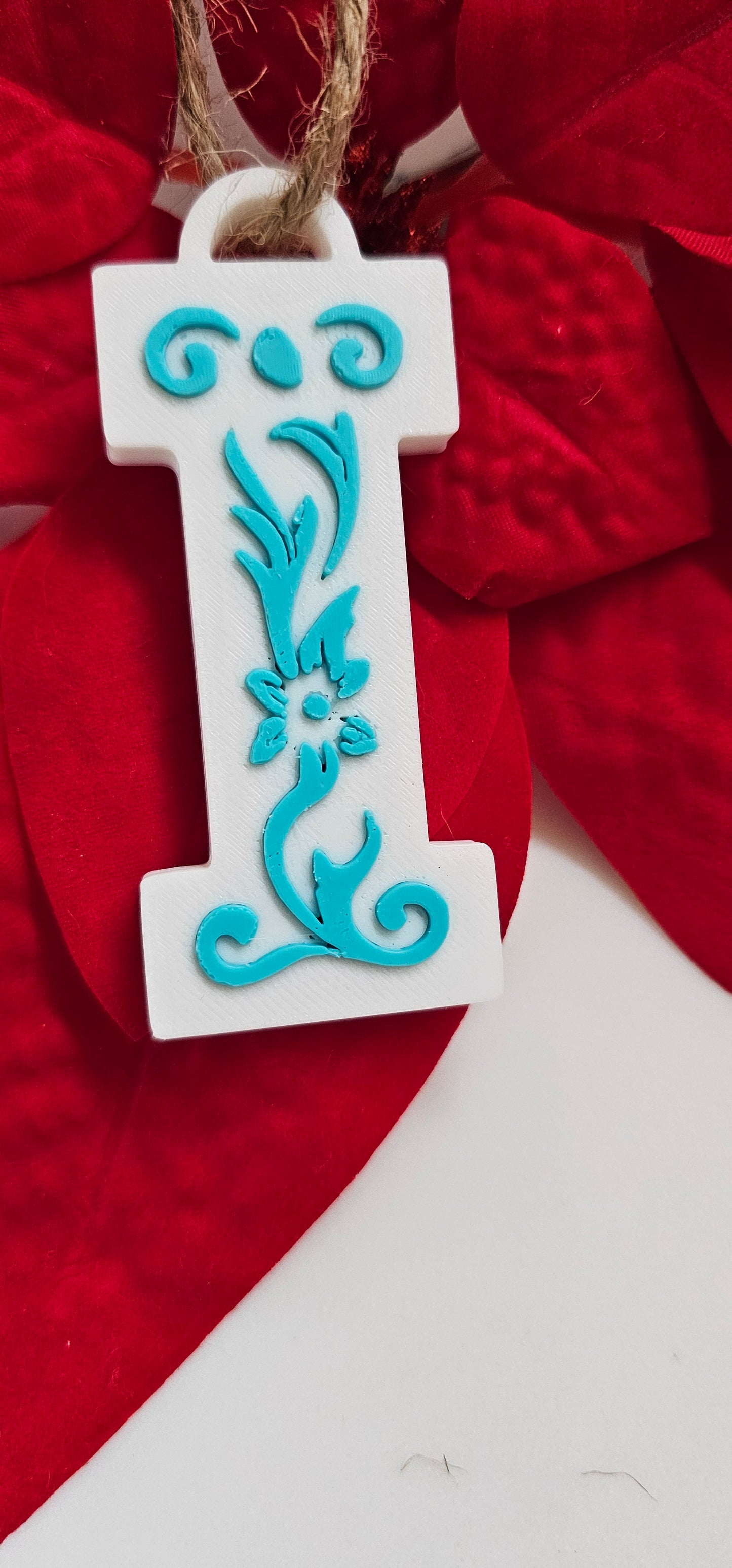 3D Print Tooled Leather Look Initial Ornament Choice of Colors