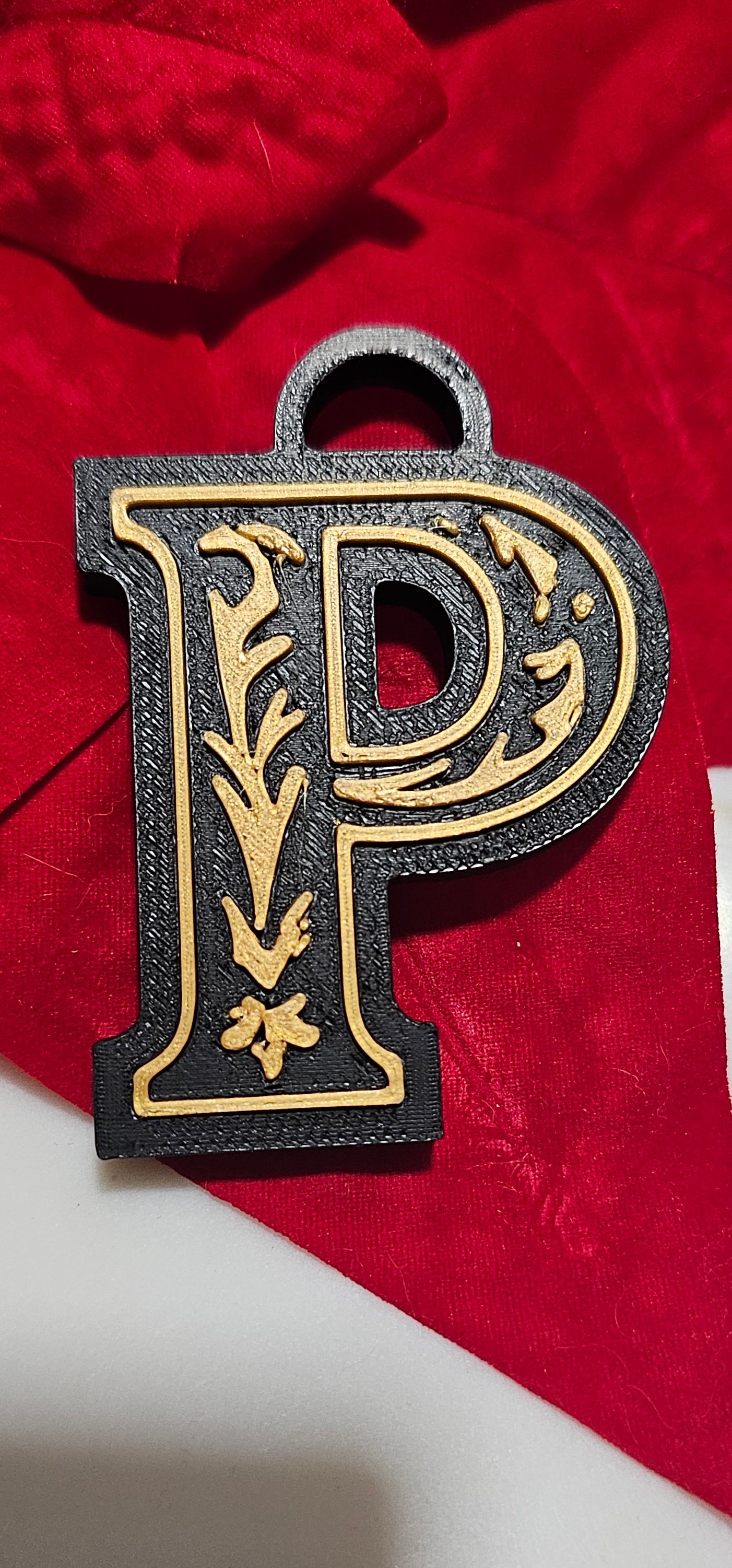 3D Print Tooled Leather Look Initial Ornament Choice of Colors