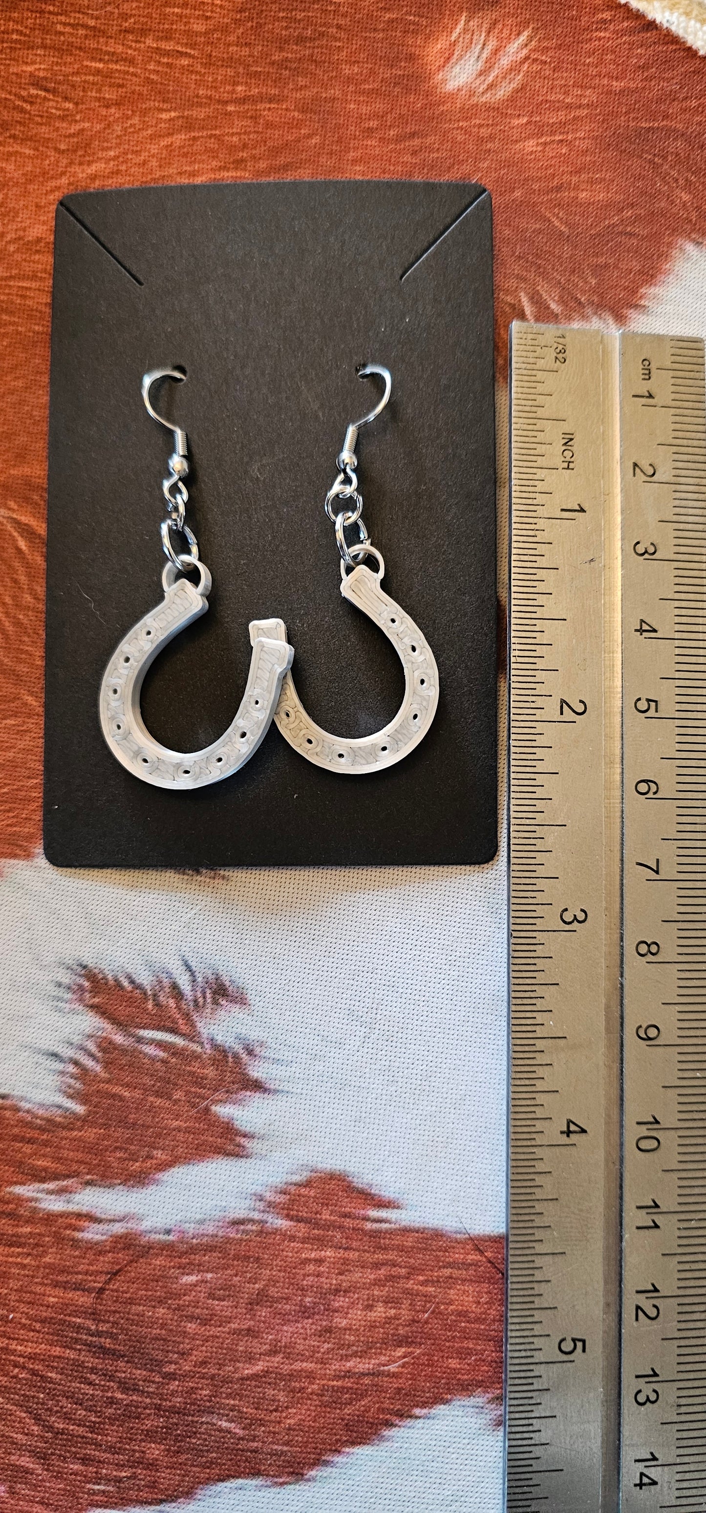 3D Print Western Silver Horseshoe Earrings Made in America