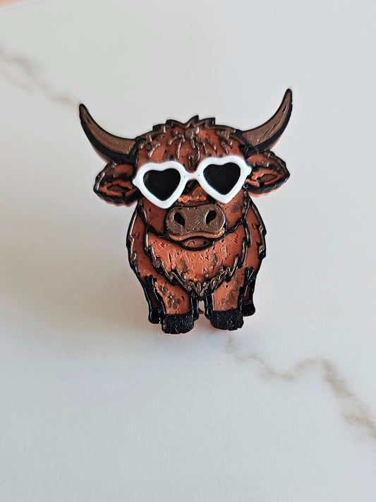 3d Printed Cool Highland Brown Cow Magnet Made in America