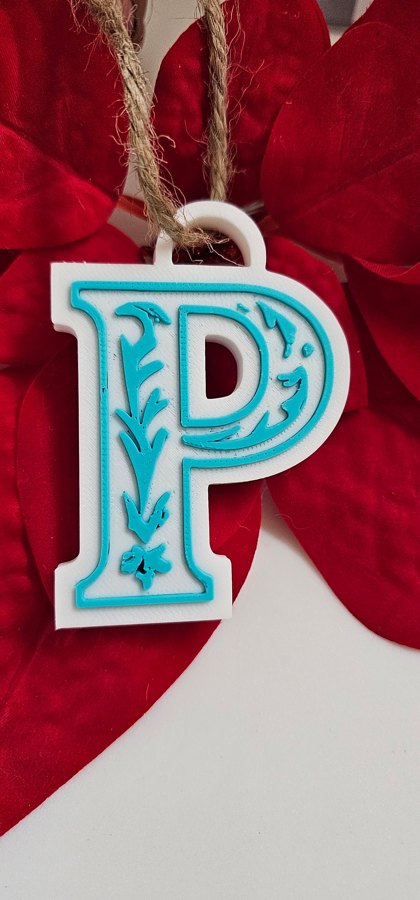 3D Print Tooled Leather Look Initial Keychain Made in America