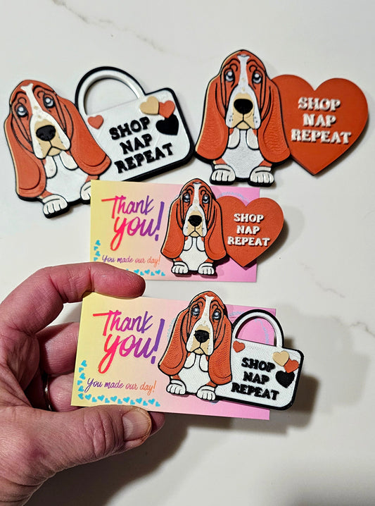 Bag of 20 Wholesale 3d Print Basset Hound Cute Funny Shopping Hat Pin Package Inserts Thank you Advertising