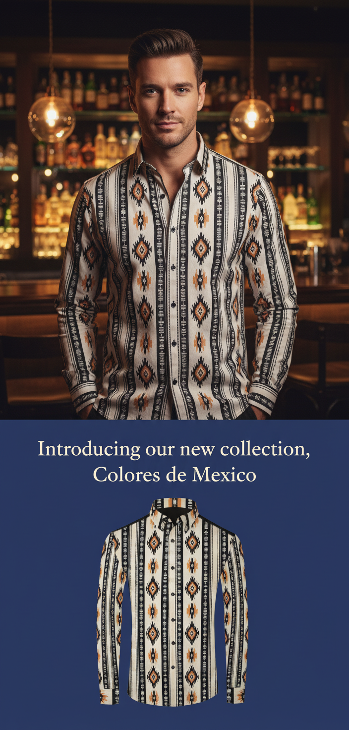 Colores De Mexico Mariachi Aztec Button Up Shirt