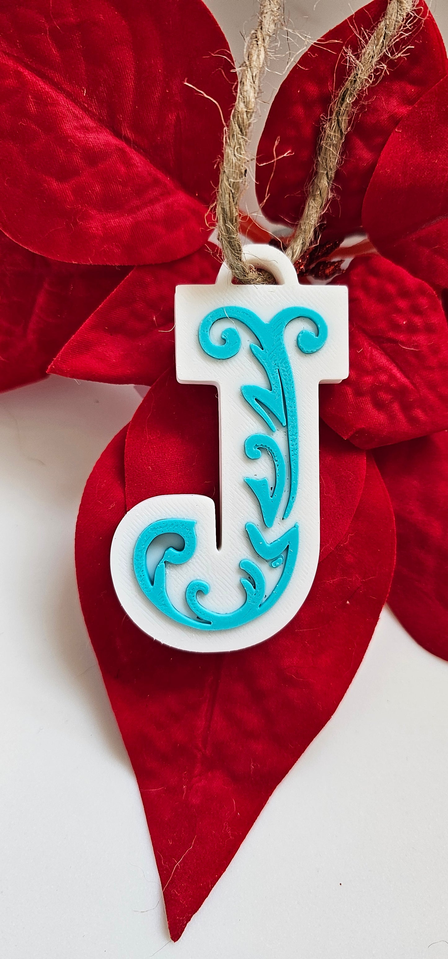 3D Print Tooled Leather Look Initial Ornament Choice of Colors