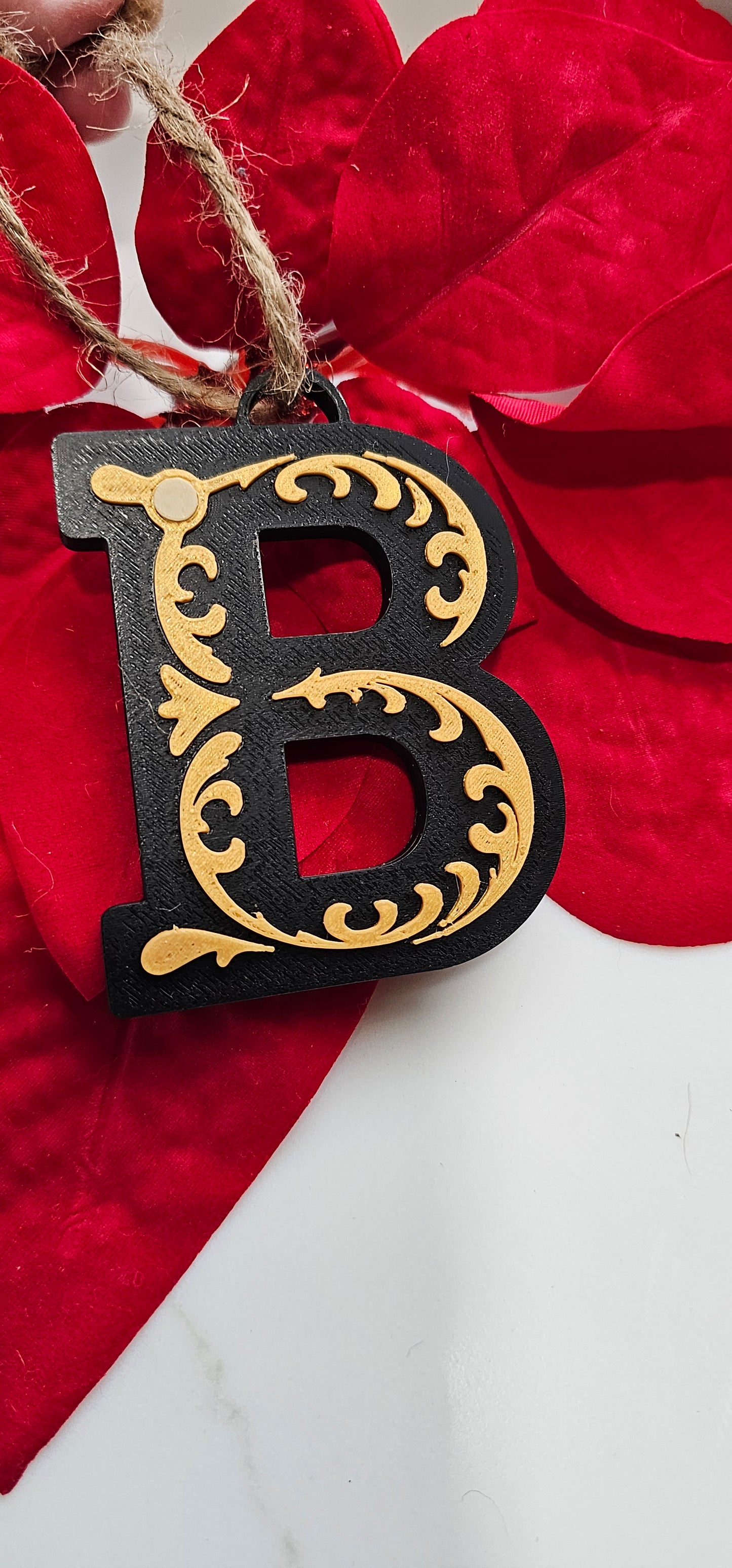 3D Print Tooled Leather Look Initial Pendant on Leather Necklace Made in America