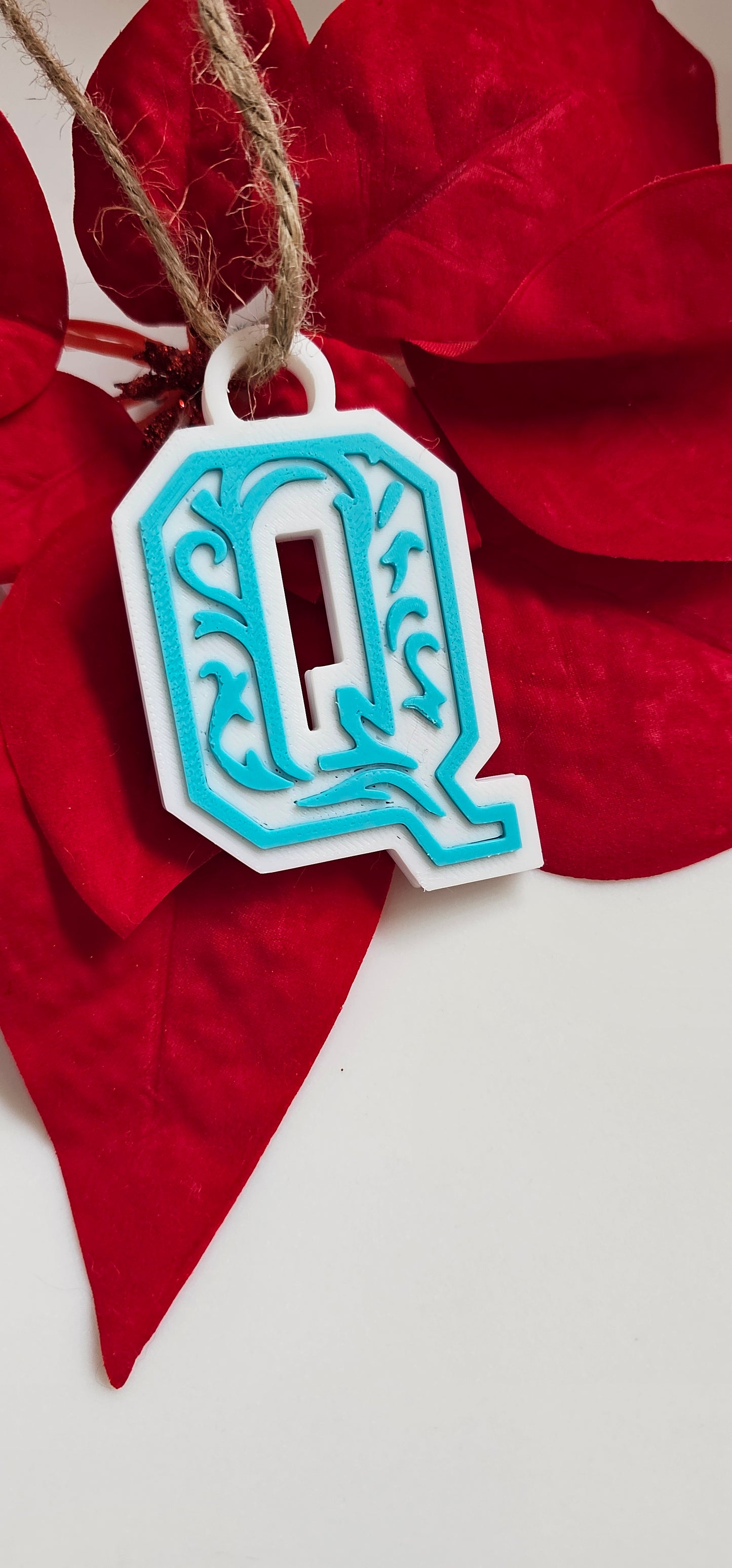 3D Print Tooled Leather Look Initial Ornament Choice of Colors