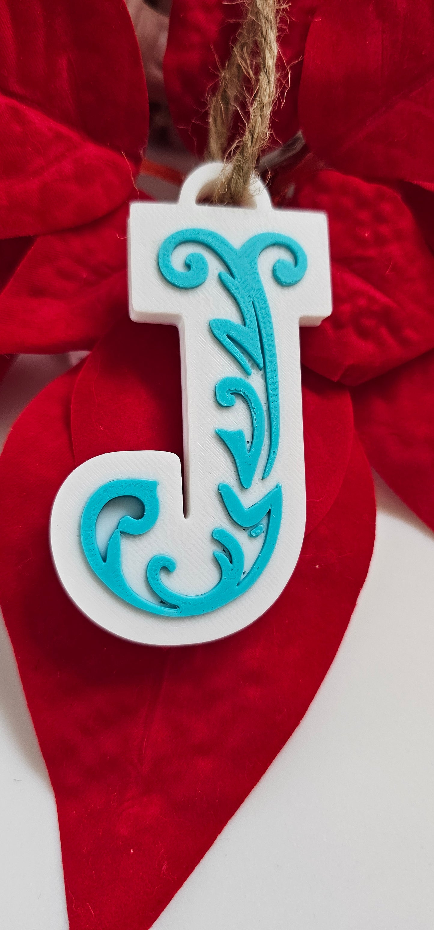 3D Print Tooled Leather Look Initial Ornament Choice of Colors
