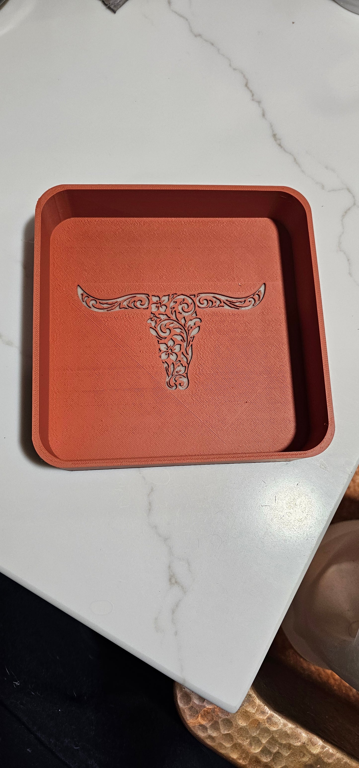 3d Print Western Longhorn Cowboy Cowgirl Accessory Tooled Tray