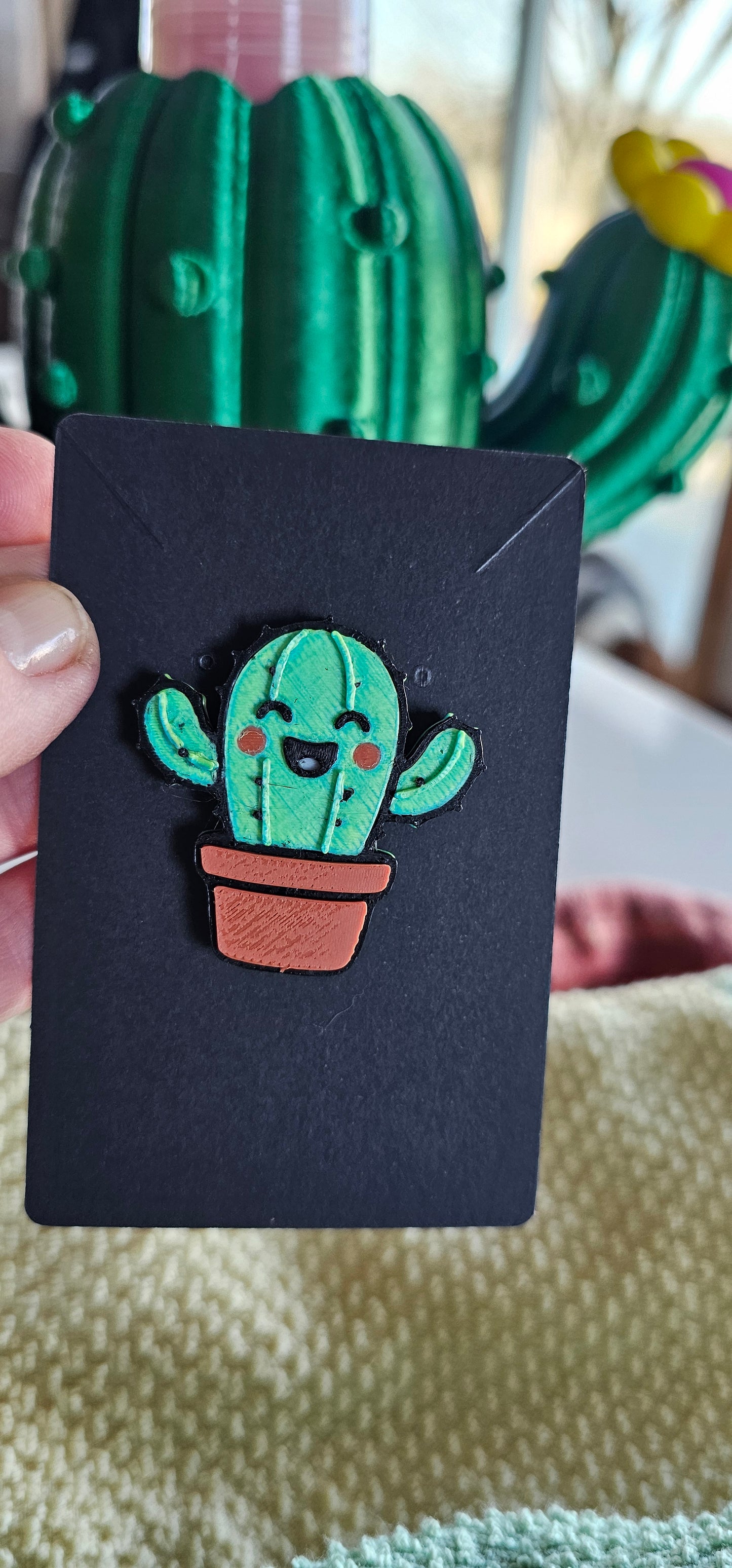 3d Happy Cactus Hat Pin