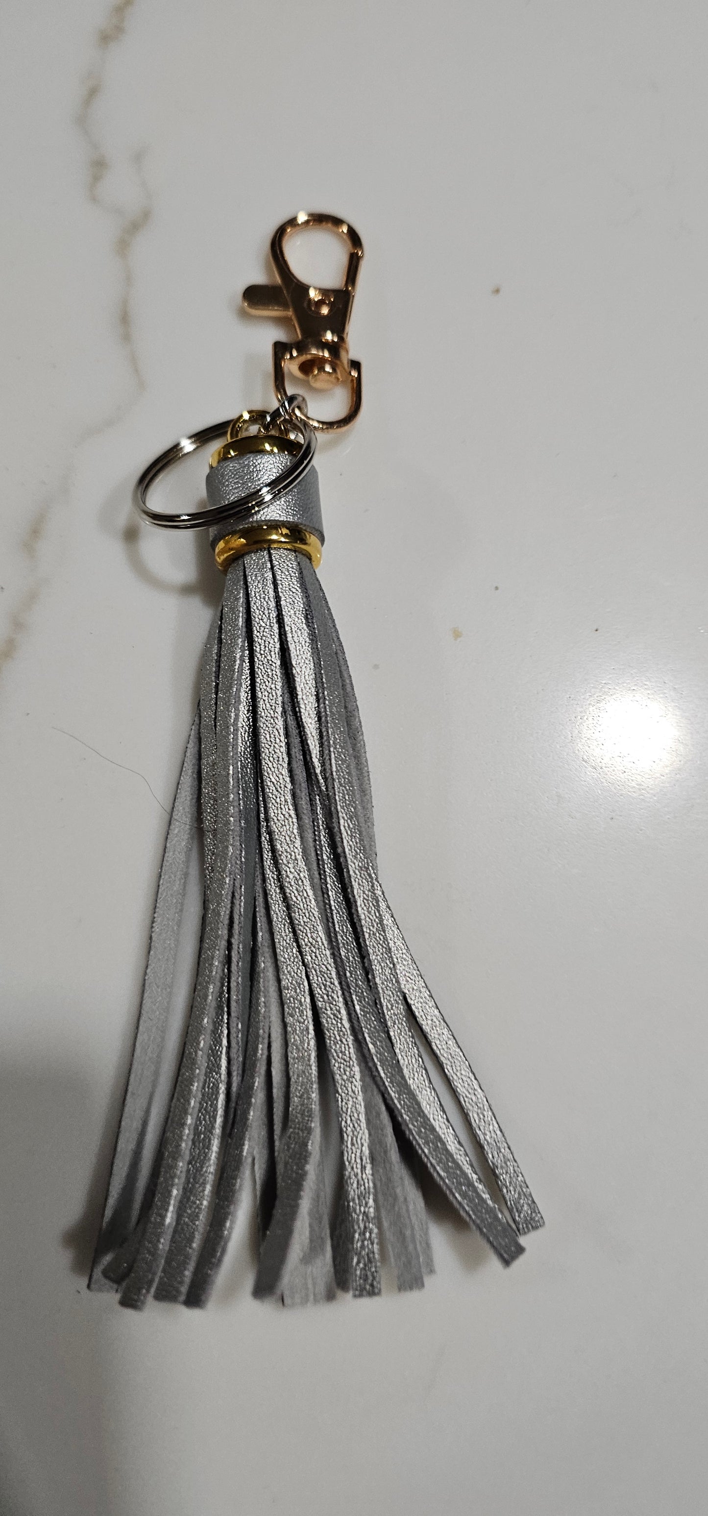 3D Print Tooled Leather Look Initial Fringe Keychain Purse Charm Choice of Colors