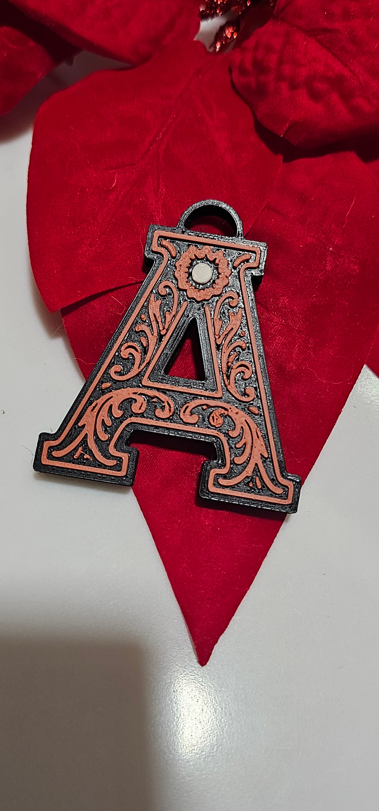 3D Print Tooled Leather Look Initial Pendant on Leather Necklace Made in America