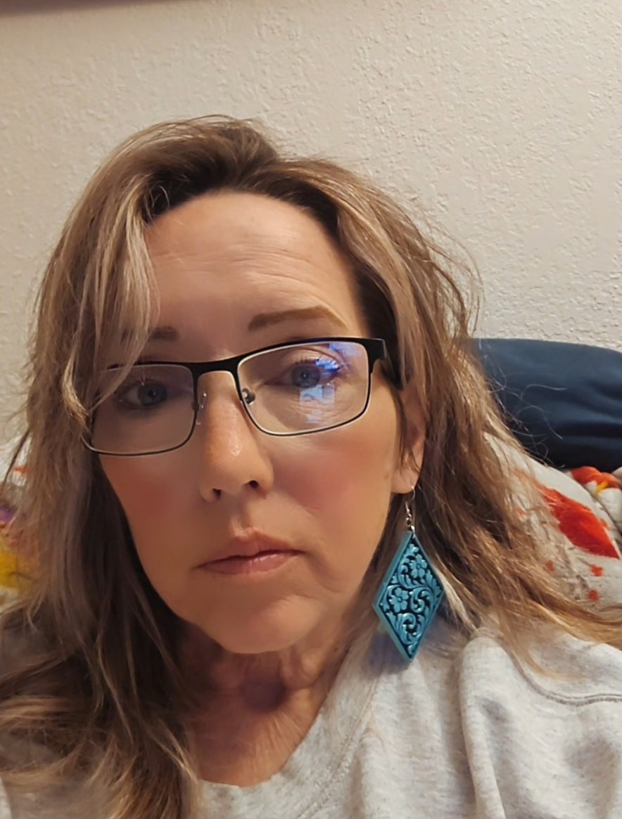 3D Print Western Tooled Turquoise  Earrings Made in America